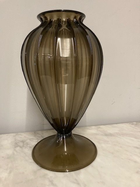 Ancient Large Ristolato Murano Glass Vase From The Early 1900s, Amber Colour photo furniture