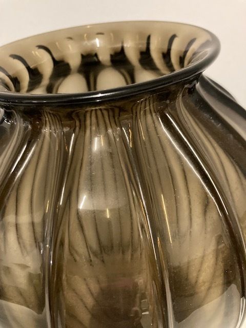 Ancient Large Ristolato Murano Glass Vase From The Early 1900s, Amber Colour photo Home Decor