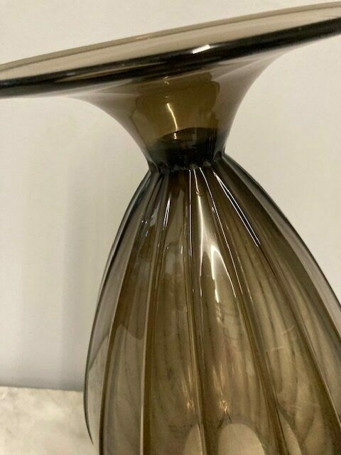 photo furniture Ancient Large Ristolato Murano Glass Vase From The Early 1900s, Amber Colour