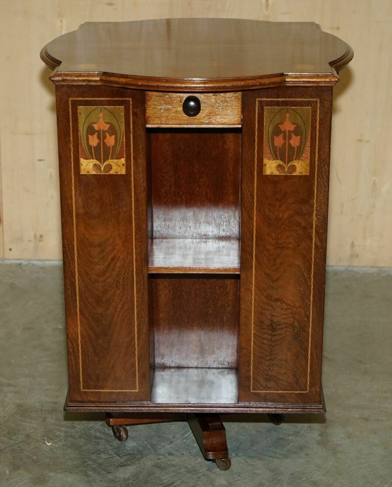 Rare Antique Art Nouveau Revolving Bookcase Table In The Liberty's London Taste photo buy
