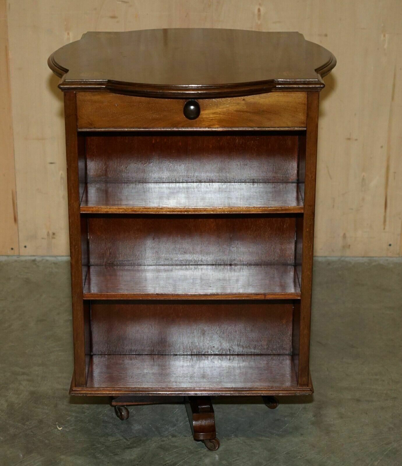 2750.0 Rare Antique Art Nouveau Revolving Bookcase Table In The Liberty's London Taste photo