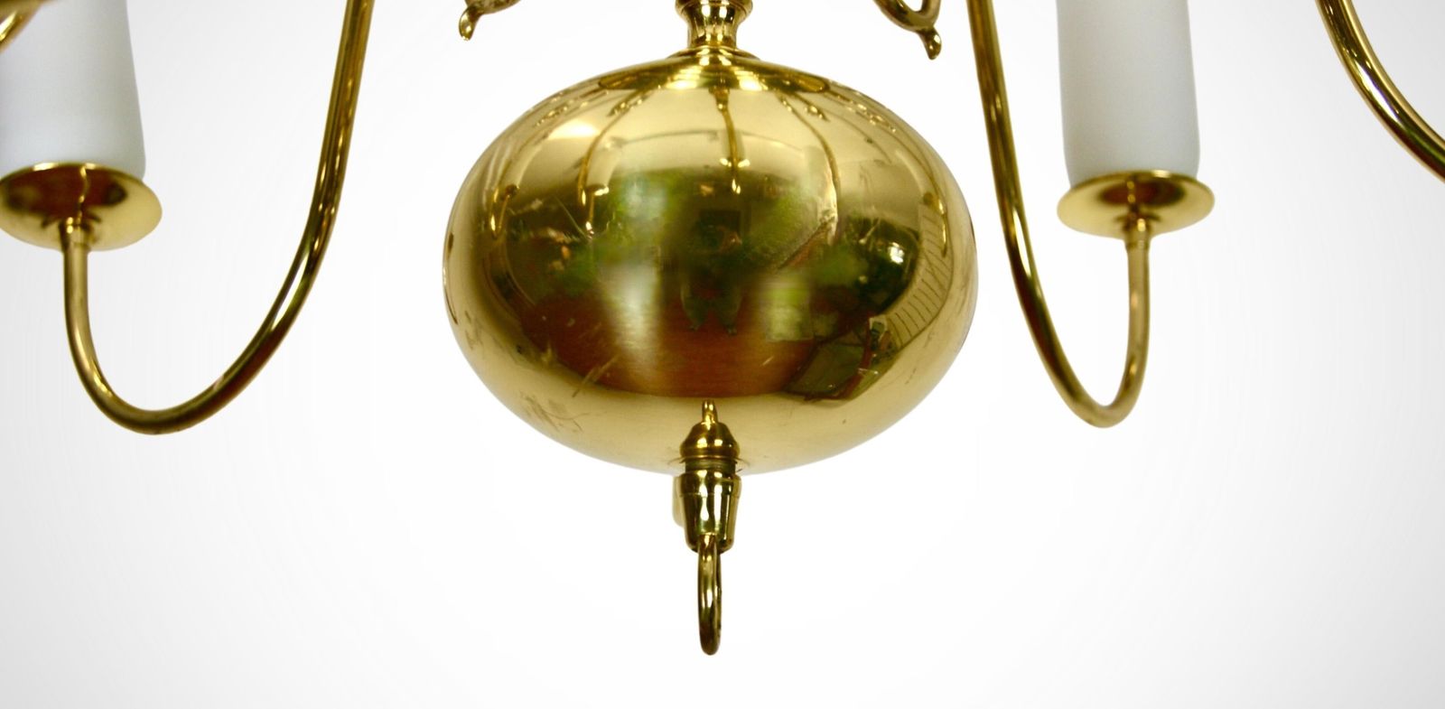 1970s Dutch 8 Arm Brass Chandelier With Glass Shades photo buy