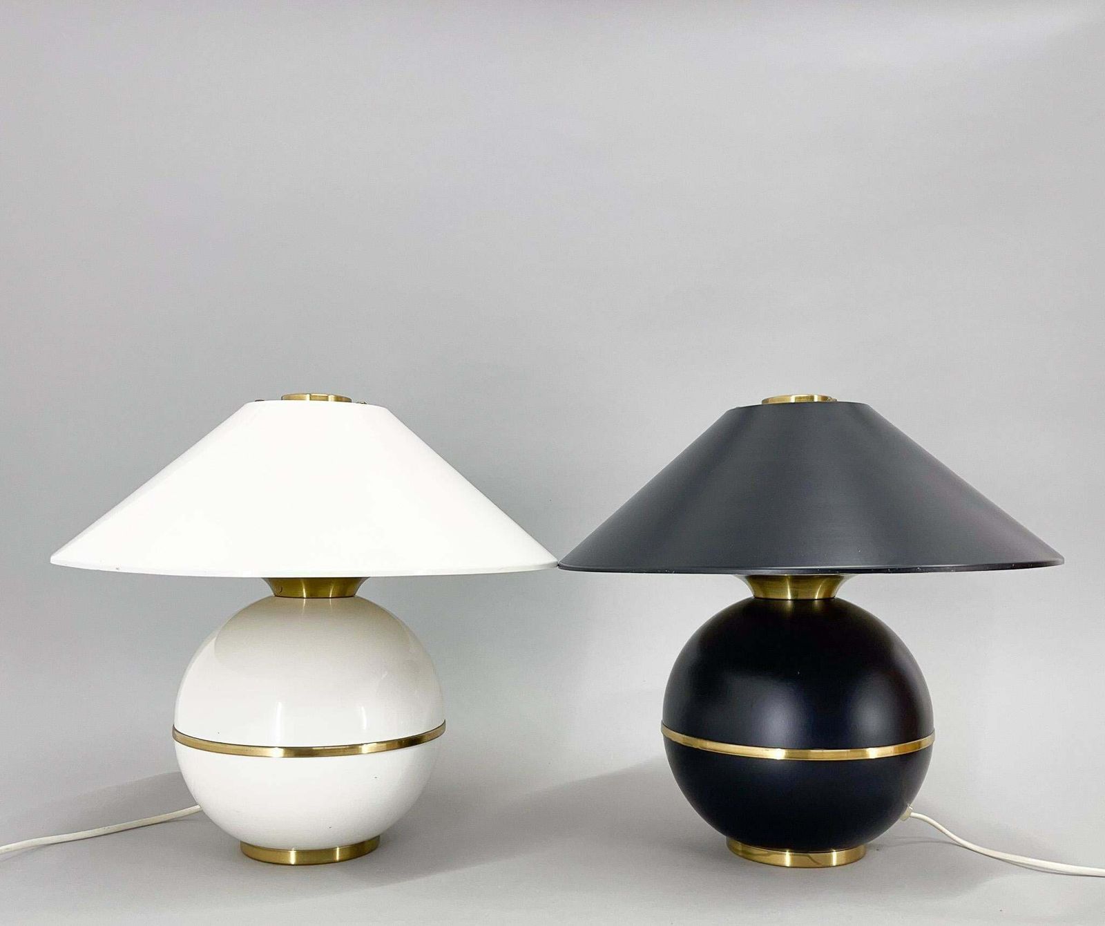 Pair Of Mid Century Brass & Metal Table Lamps By Napako, Czechoslovakia photo furniture