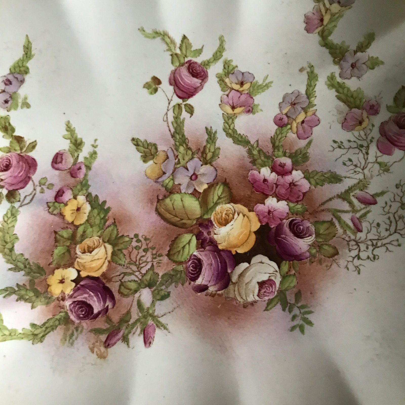 Antique Floral Bowl   Carlton Ware   Wiltshaw & Robinson 1800's Collectable Plate   Blush Ware   Roses photo for sale