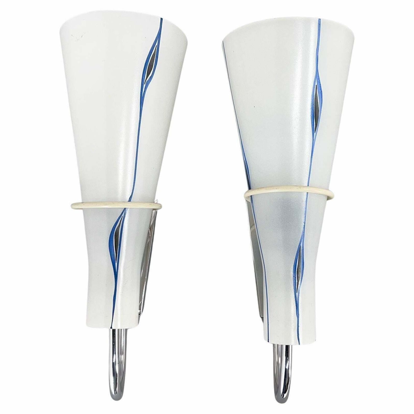 Pair Of 1960s Chrome & Glass Wall Lamps By Zukov, 2 Pairs Available