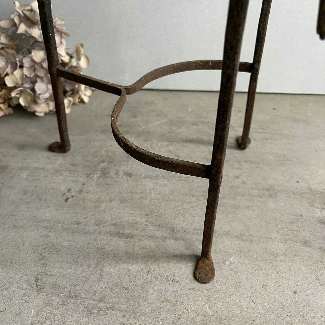 photo furniture Antique English Brass And Iron Fireside Trivet   Decorative Plant Stand   19th Century   Farm House Kitchen