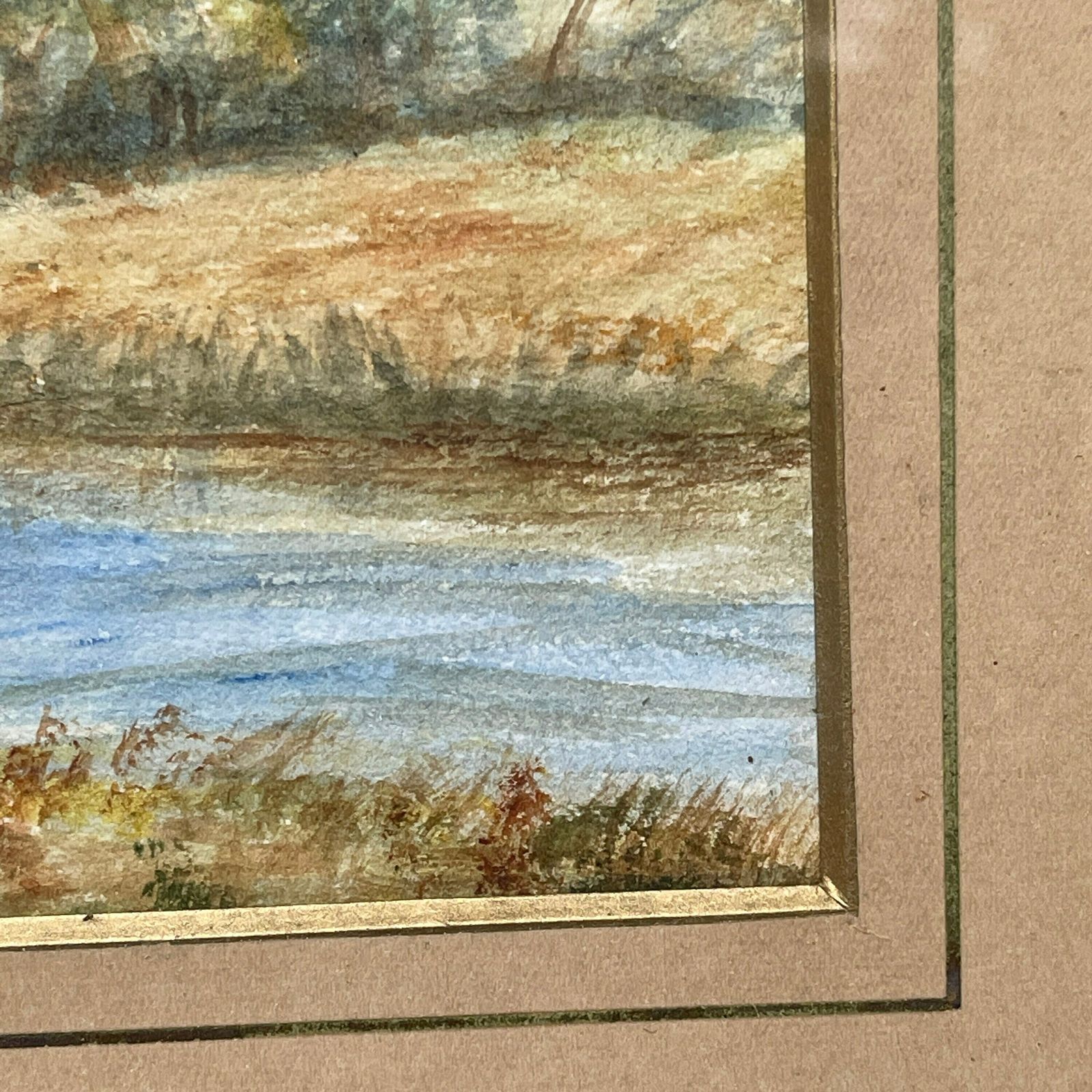 Antique River Landscape Watercolour Painting Dated 1916. Harris And Sons Picture Framers photo Art