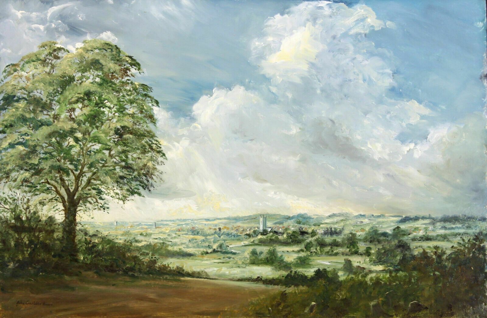 Oil On Board By John Constable Reeve. Suffolk Countryside View, Mettingham photo furniture