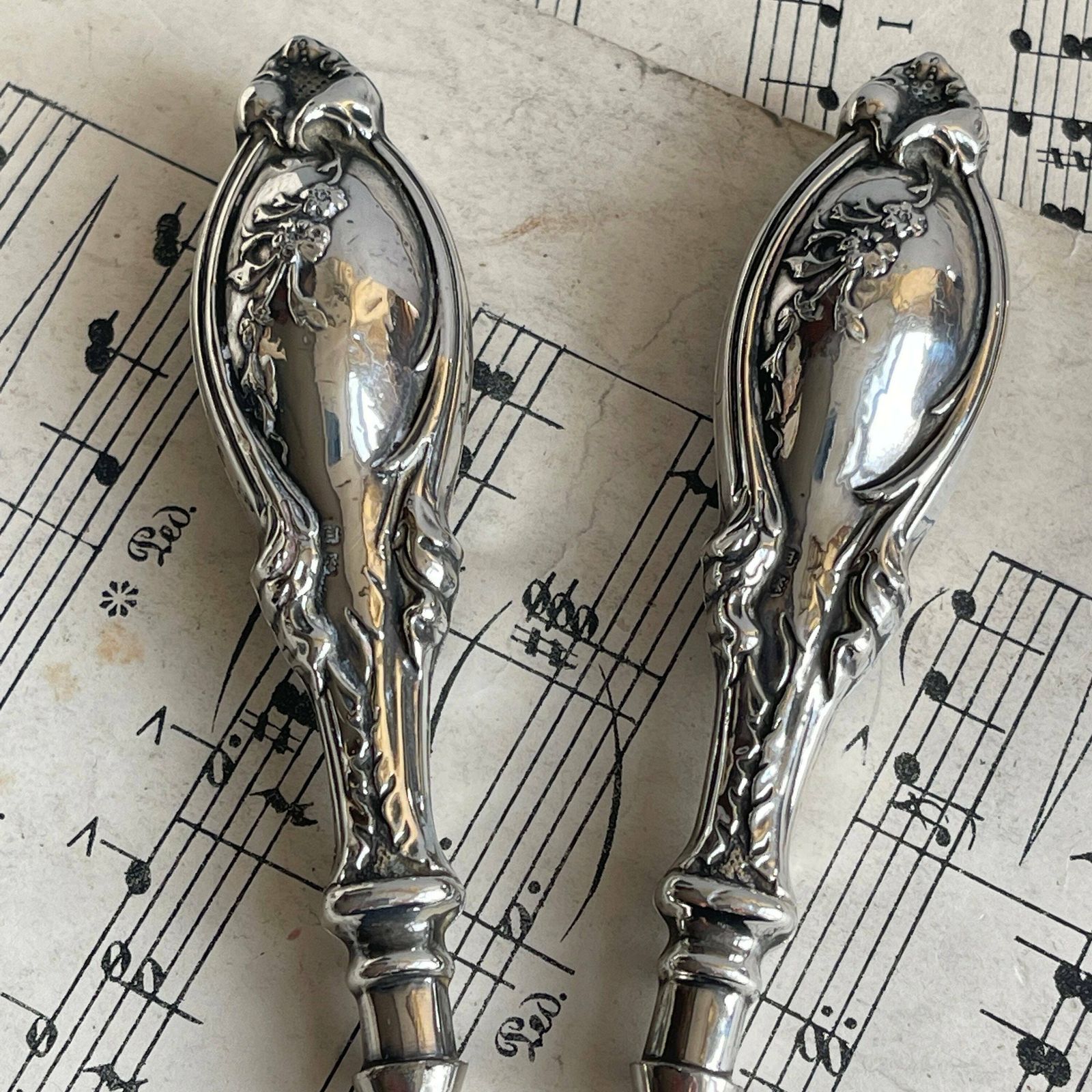 Antique English Silver Glove Stretchers   Edwardian Glove Tongs   Gift For Her   Dressing Table Accesory   Downton Abbey photo buy