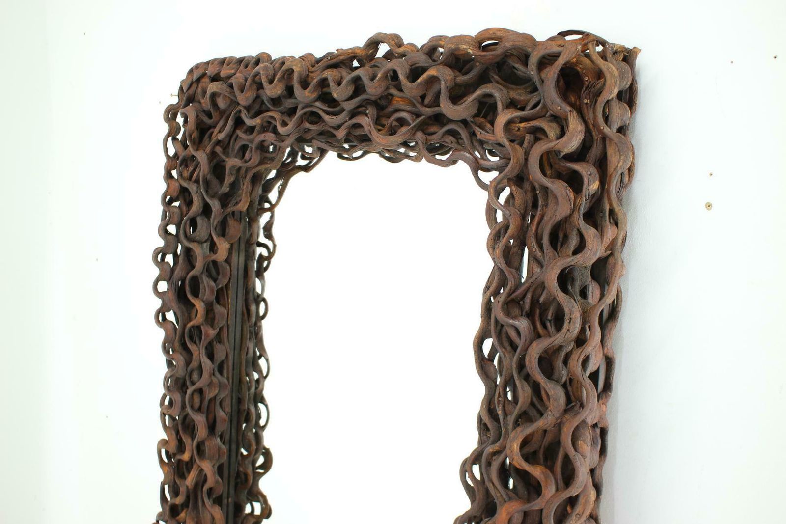 Large Mid Century Tropical Wood Wall Or Floor Mirror photo Home Decor