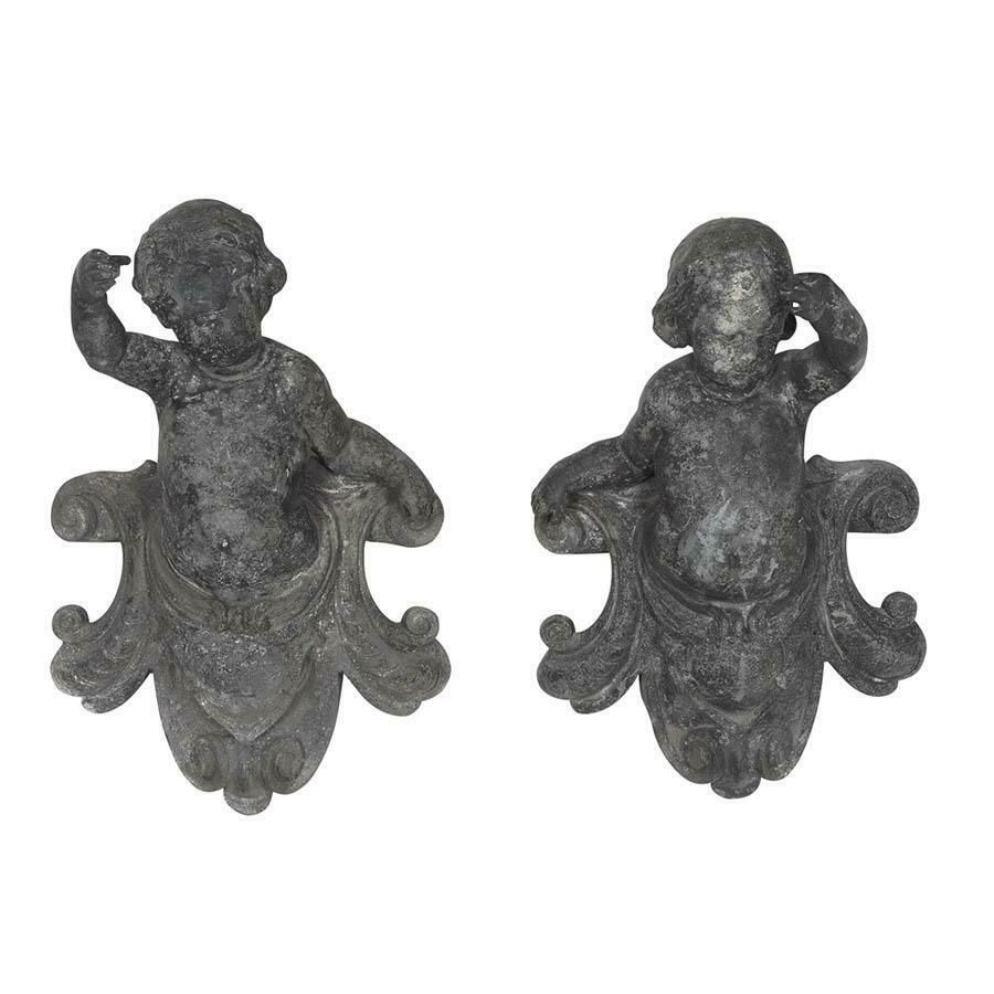 Pair Of 19th Century French Cast Alloy Putti Figures photo vinterior