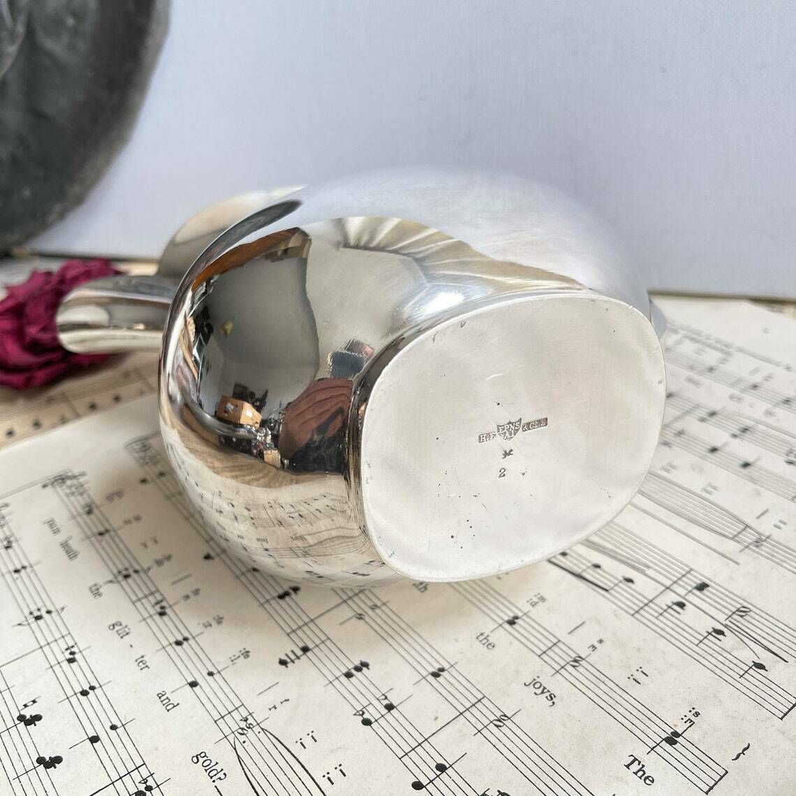 Vintage Silver Plated Oval Balluster Teapot. Hot Water Pot. Coffee Pot. Downton Abbey. Shabby Chic photo vinterior