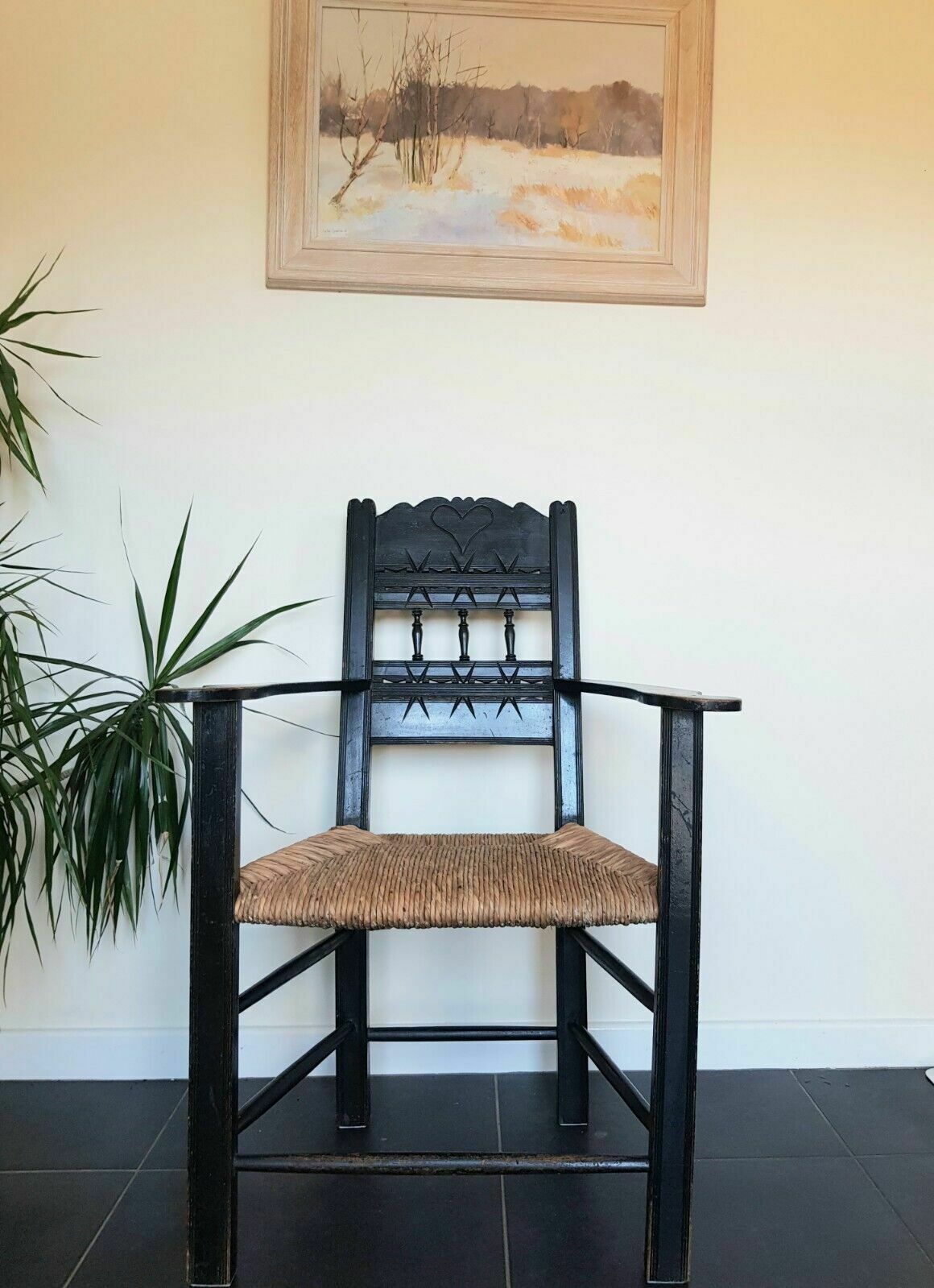 695.0 A Superb Pair Of Arts Crafts Ebonised Armchairs photo