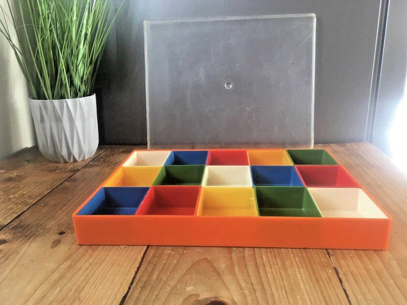 Home Decor Mid Century Modern Multicoloured Organiser Storage Tray Box Screws Crafts Sewing photo
