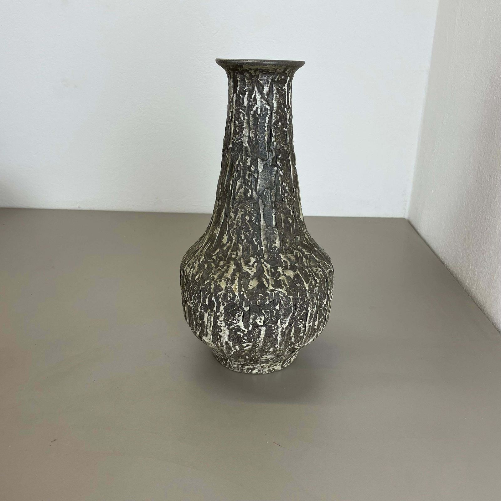 Rare 35cm Grey Brutalist Fat Lava Ceramic Vases By Ilkra Ceramics, Germany 1970s photo for sale