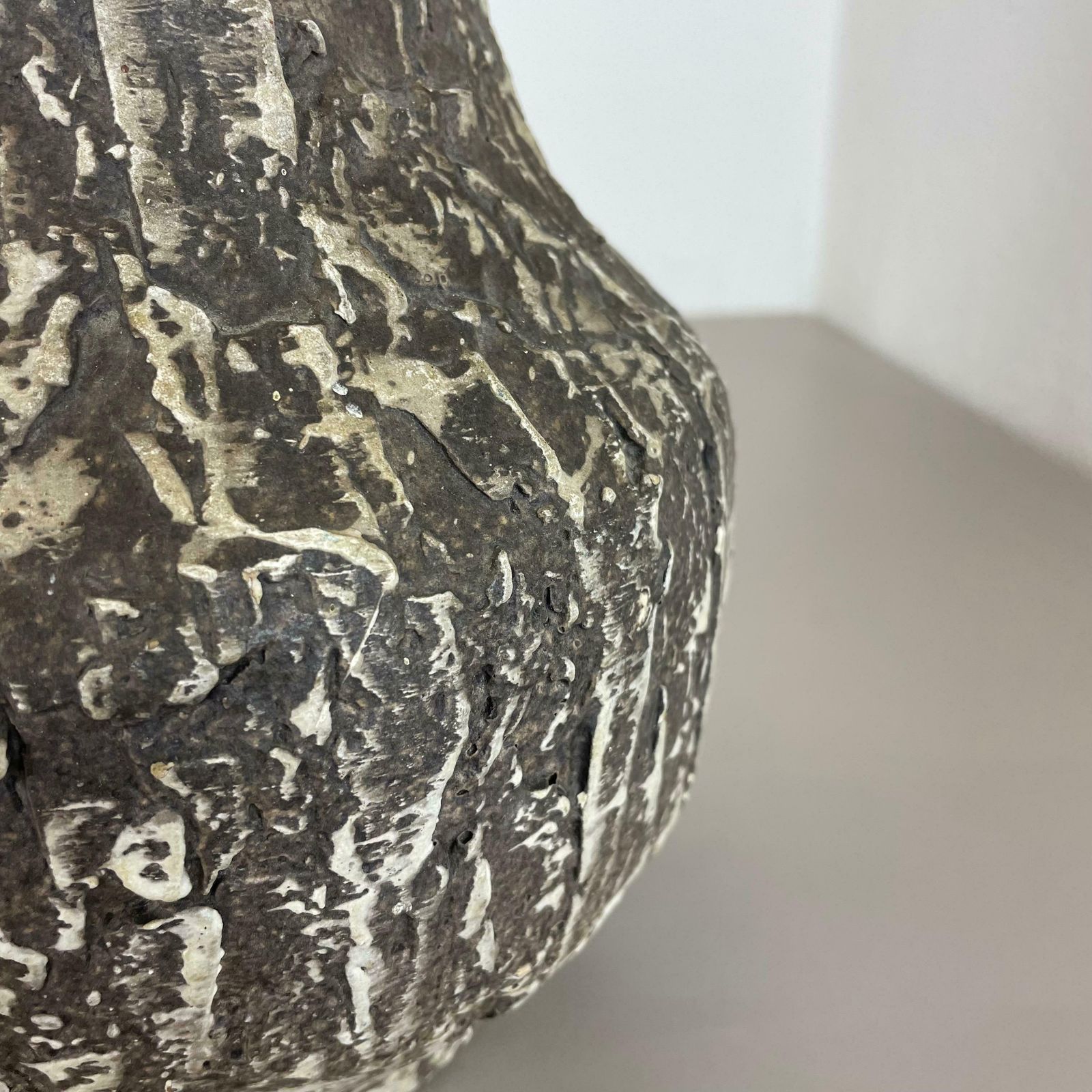 Rare 35cm Grey Brutalist Fat Lava Ceramic Vases By Ilkra Ceramics, Germany 1970s photo vintage