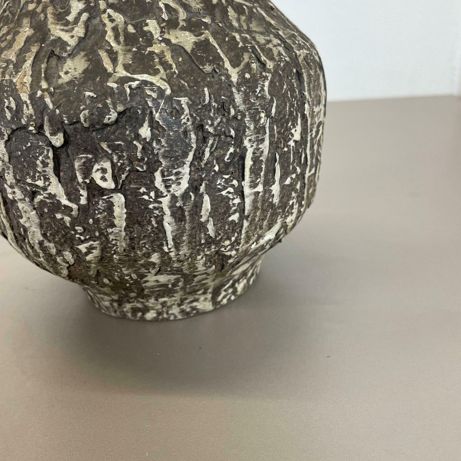 photo furniture Rare 35cm Grey Brutalist Fat Lava Ceramic Vases By Ilkra Ceramics, Germany 1970s