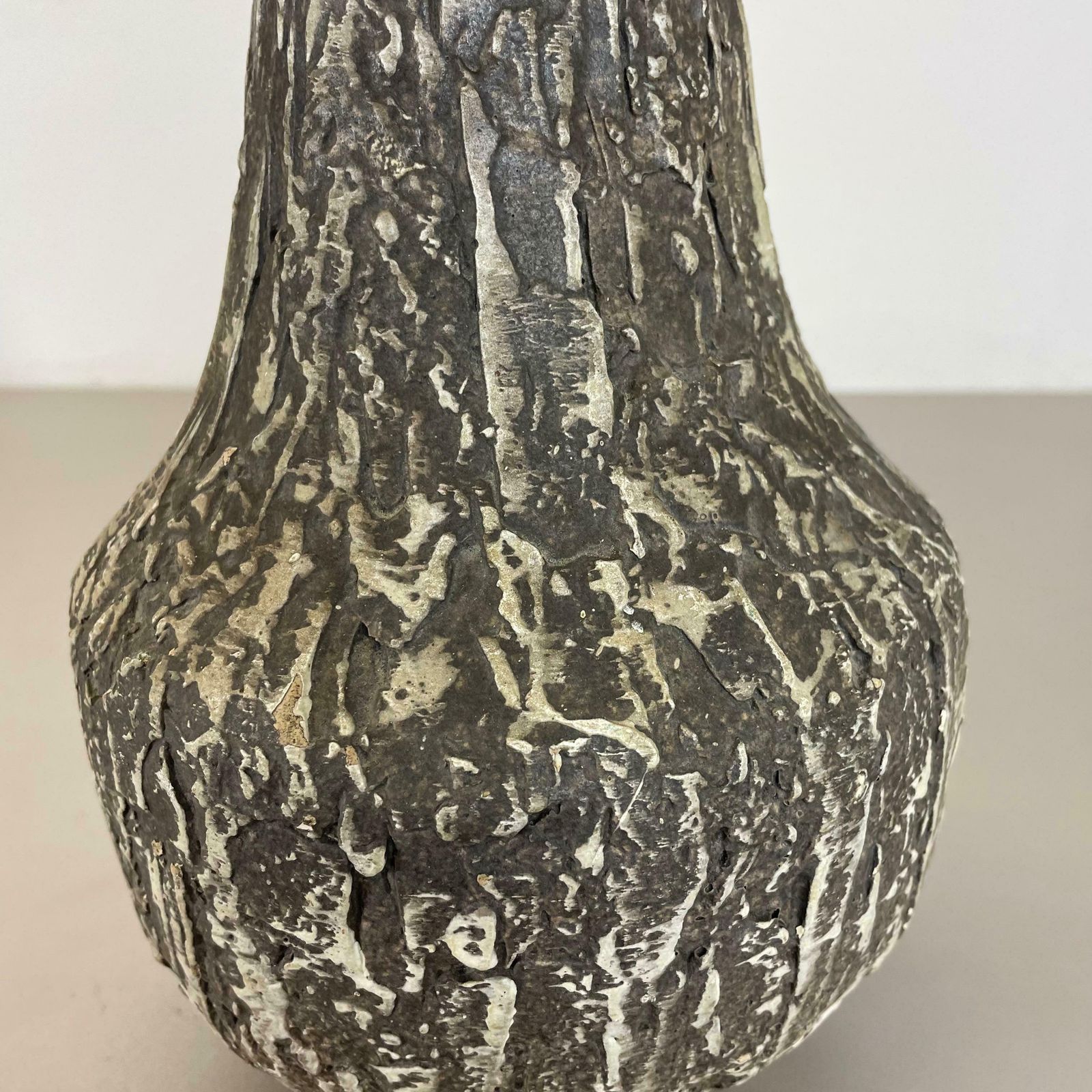 photo for sale Rare 35cm Grey Brutalist Fat Lava Ceramic Vases By Ilkra Ceramics, Germany 1970s