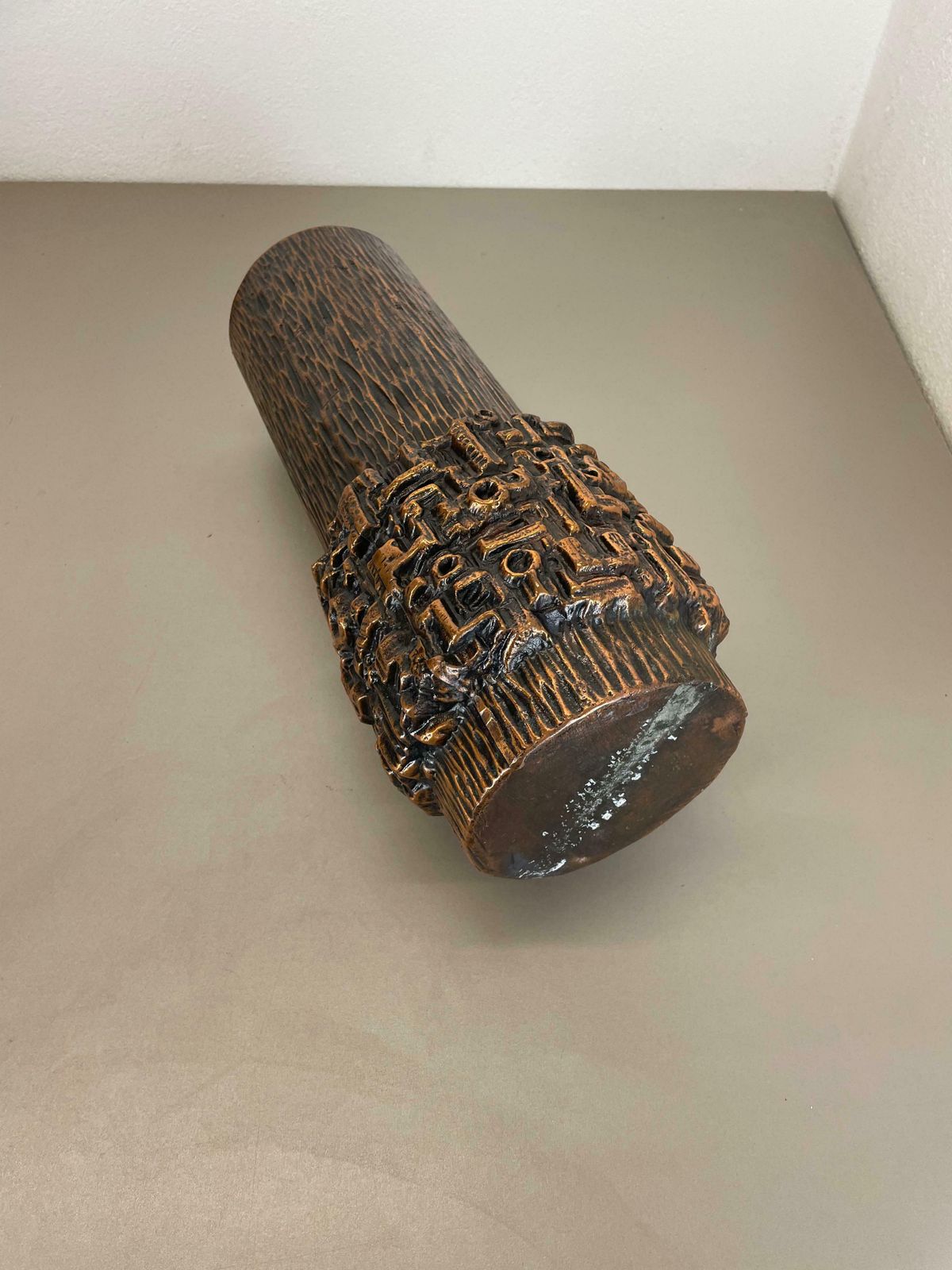 Large 40cm 6.7kg Modernist Sculptural Brutalist Metal Vase, Germany, 1970s photo Home Decor
