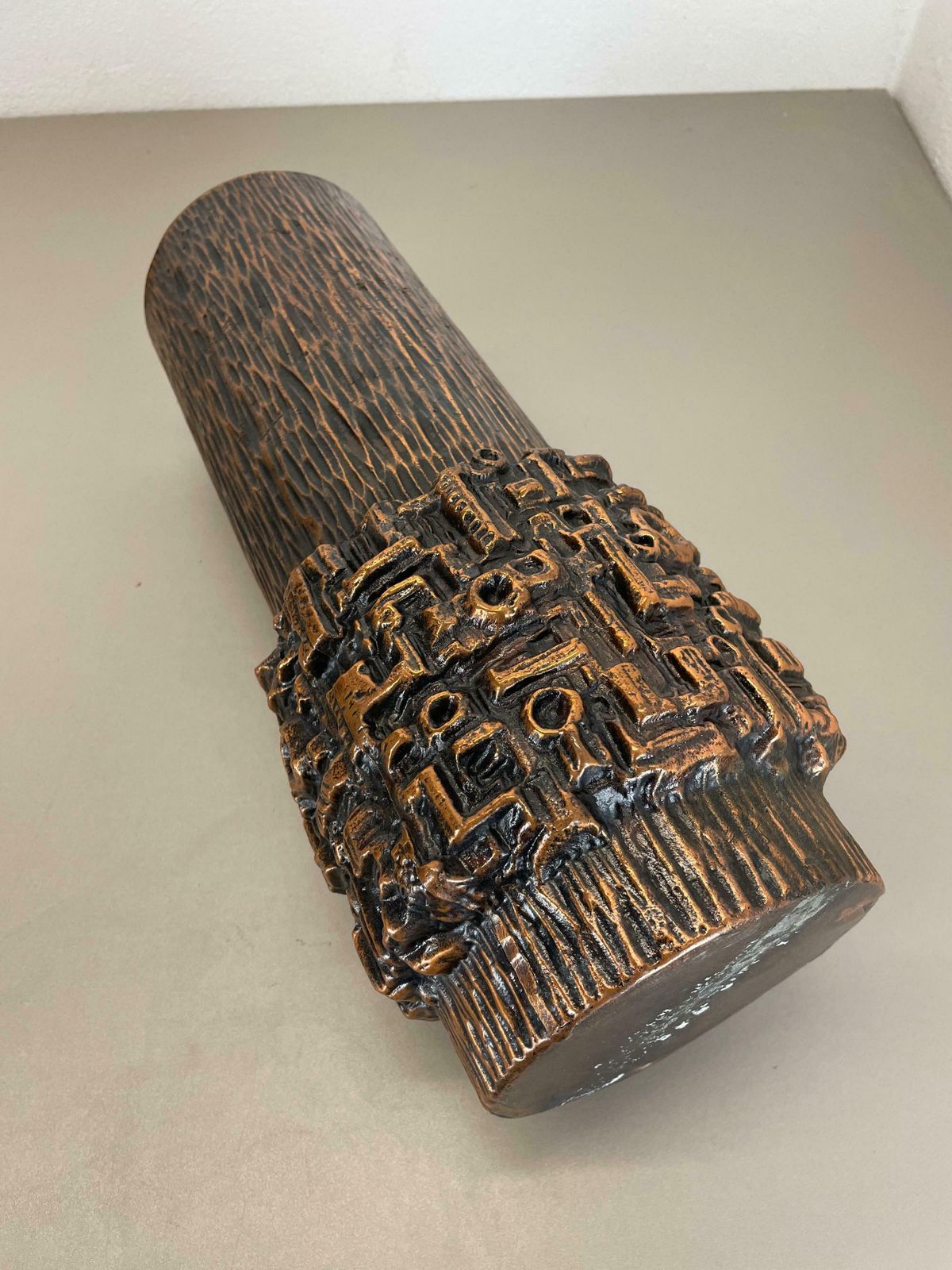 Large 40cm 6.7kg Modernist Sculptural Brutalist Metal Vase, Germany, 1970s photo 1288.0
