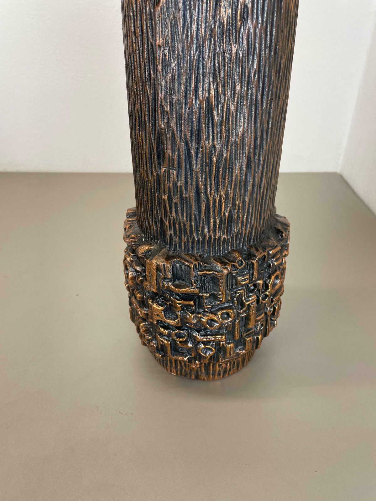 Home Decor Large 40cm 6.7kg Modernist Sculptural Brutalist Metal Vase, Germany, 1970s photo