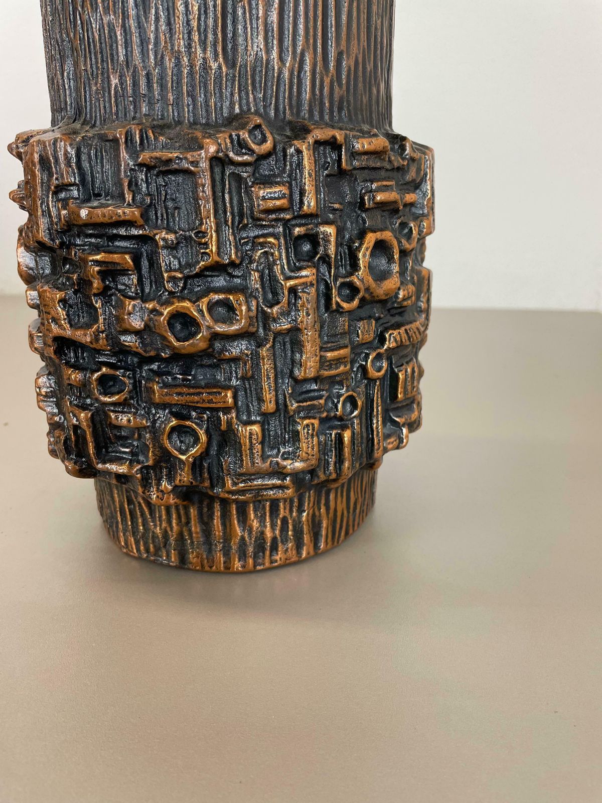 photo buy Large 40cm 6.7kg Modernist Sculptural Brutalist Metal Vase, Germany, 1970s