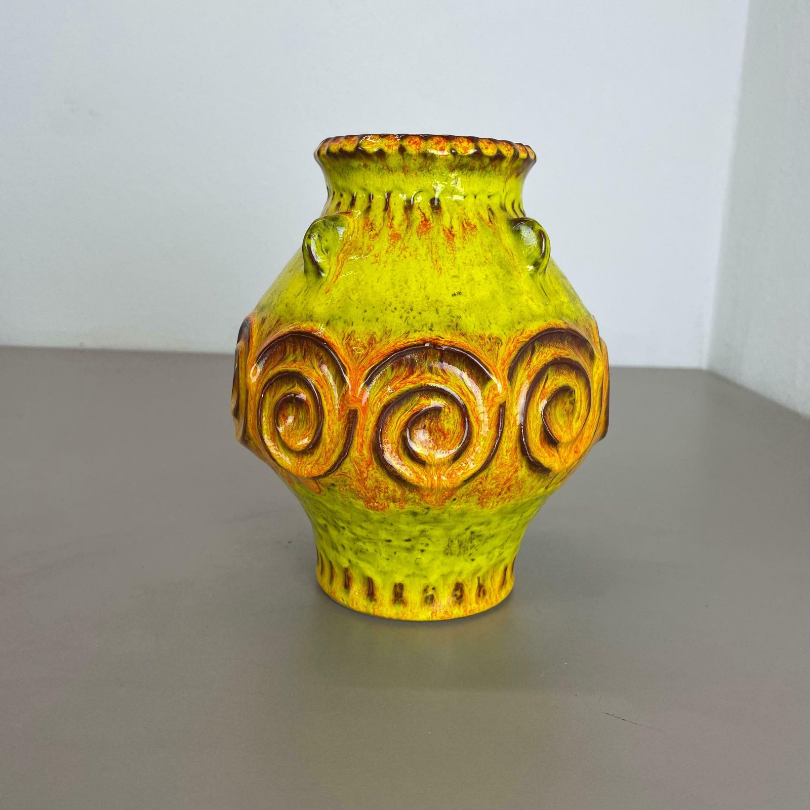 photo buy Colorful Fat Lava Pottery "Yellow And Orange" Vase Jasba Ceramics, Germany, 1970