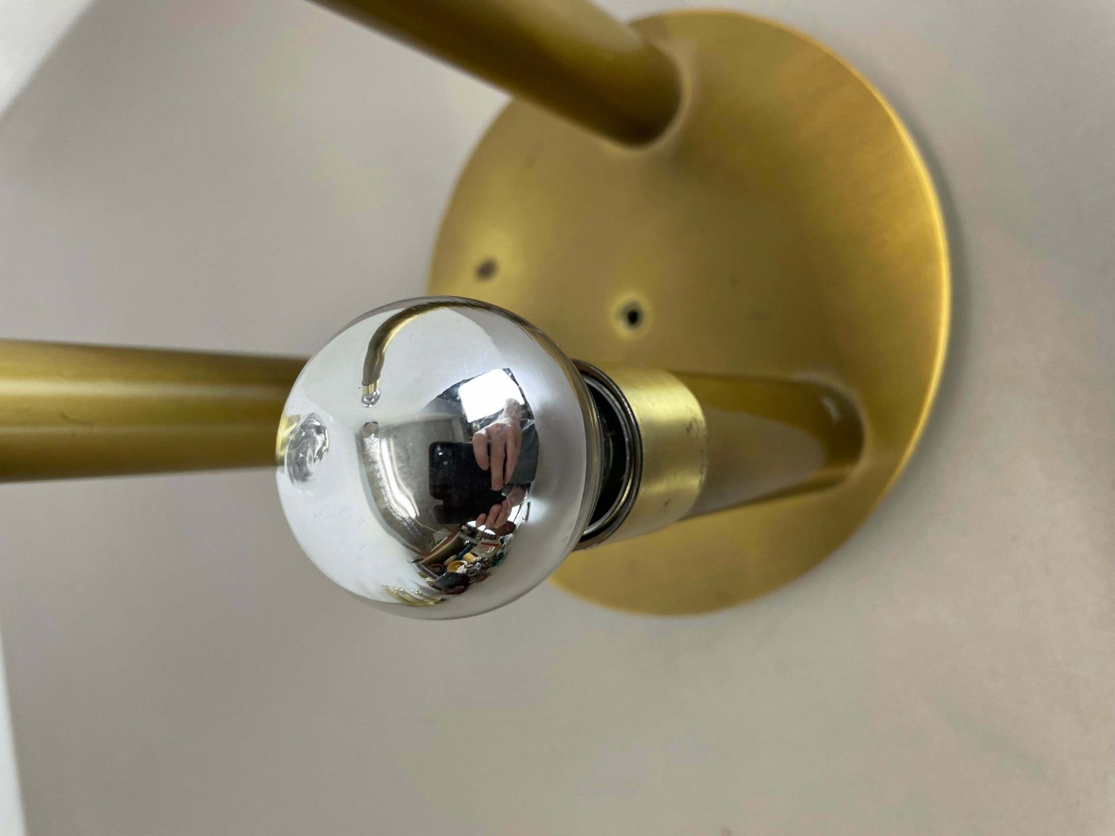 Brass Italian Stilnovo Style Atomic Space Age Ceiling Light Sconces, Italy, 1970 photo Lighting