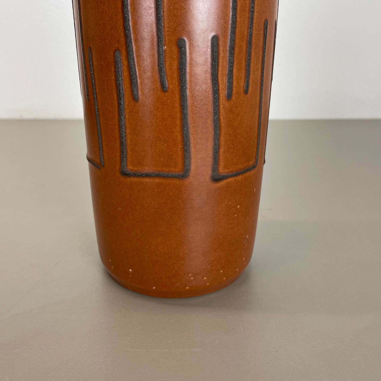 Extraordinary "Abstract Line" Tube Pottery Fat Lava Vase Scheurich Germany 1970 photo buy