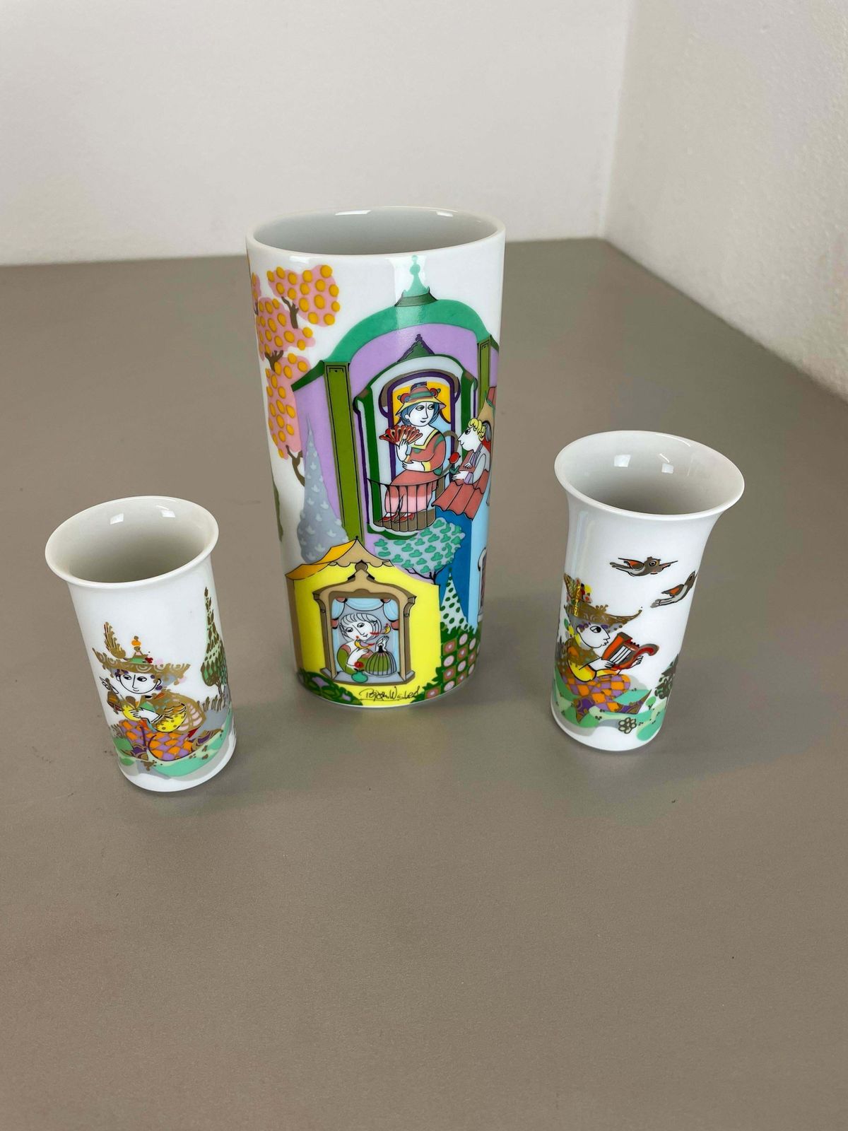 Set Of 3 Porcelain Vase By Björn Wiinblad For Rosenthal Studio Line Germany 1970 photo 488.0