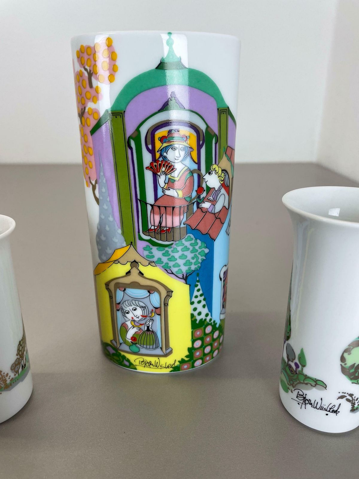 488.0 Set Of 3 Porcelain Vase By Björn Wiinblad For Rosenthal Studio Line Germany 1970 photo