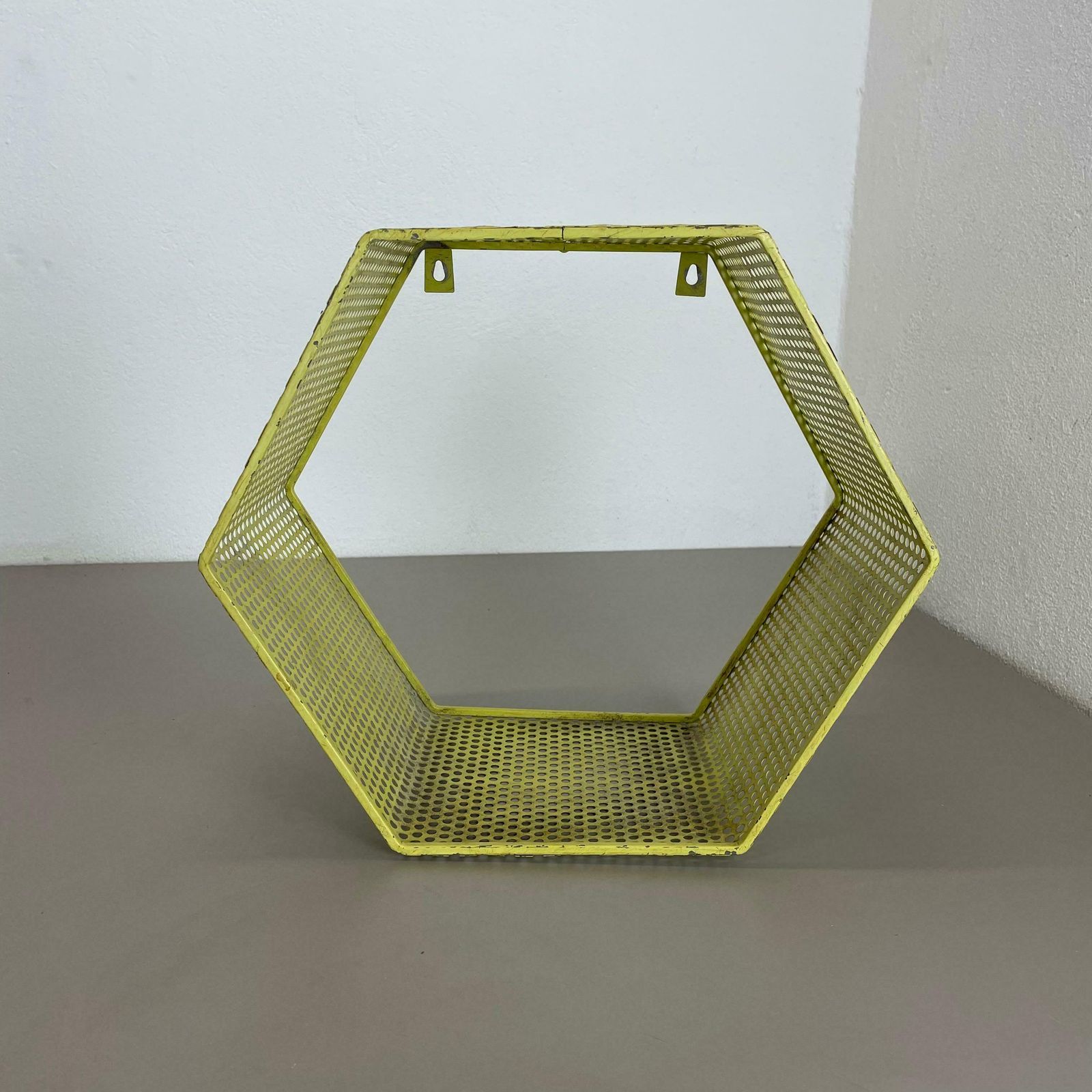 Small Yellow Cube Form Wall Unit Element By Mathieu Matégot Attrib., France 1950 photo furniture