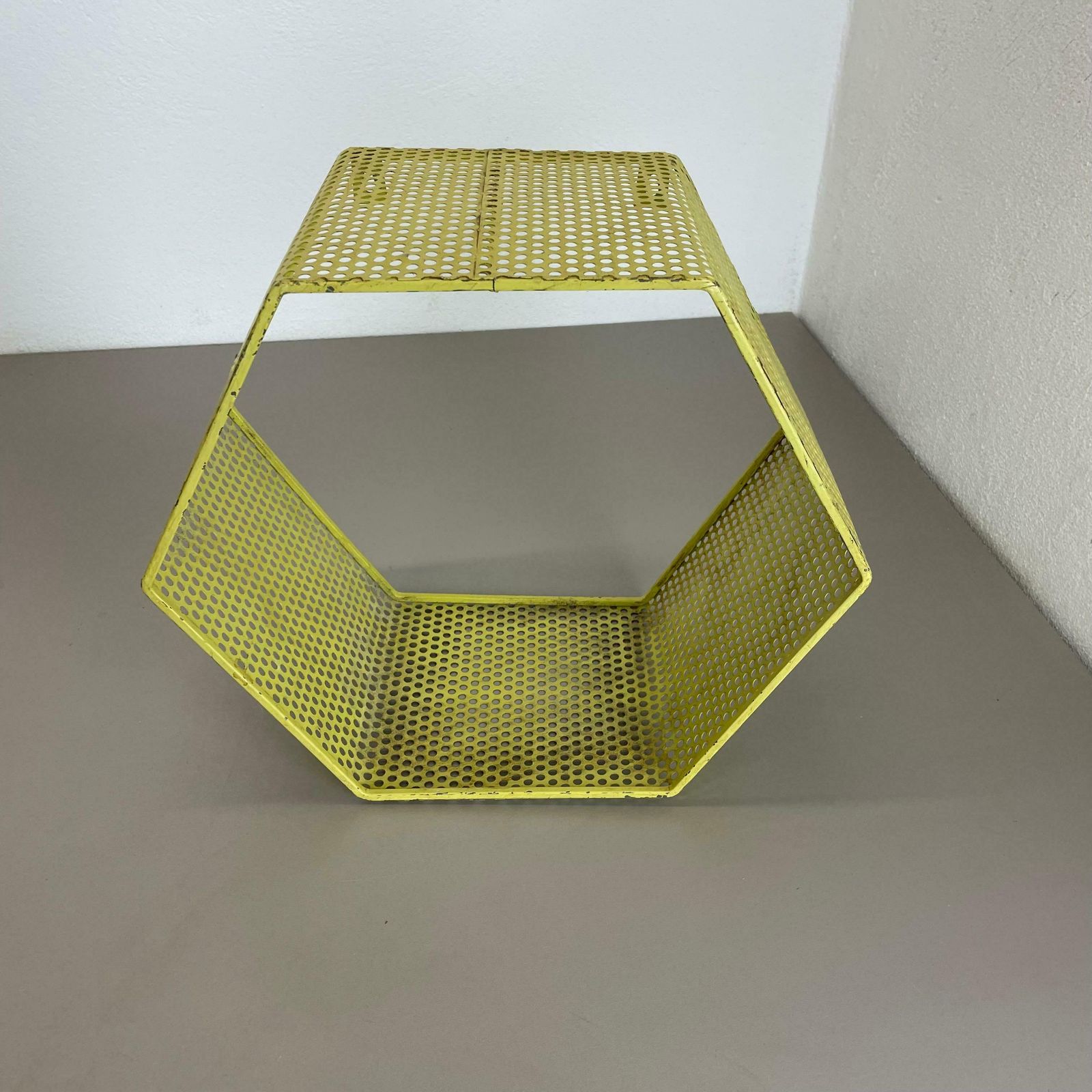 Small Yellow Cube Form Wall Unit Element By Mathieu Matégot Attrib., France 1950 photo for sale