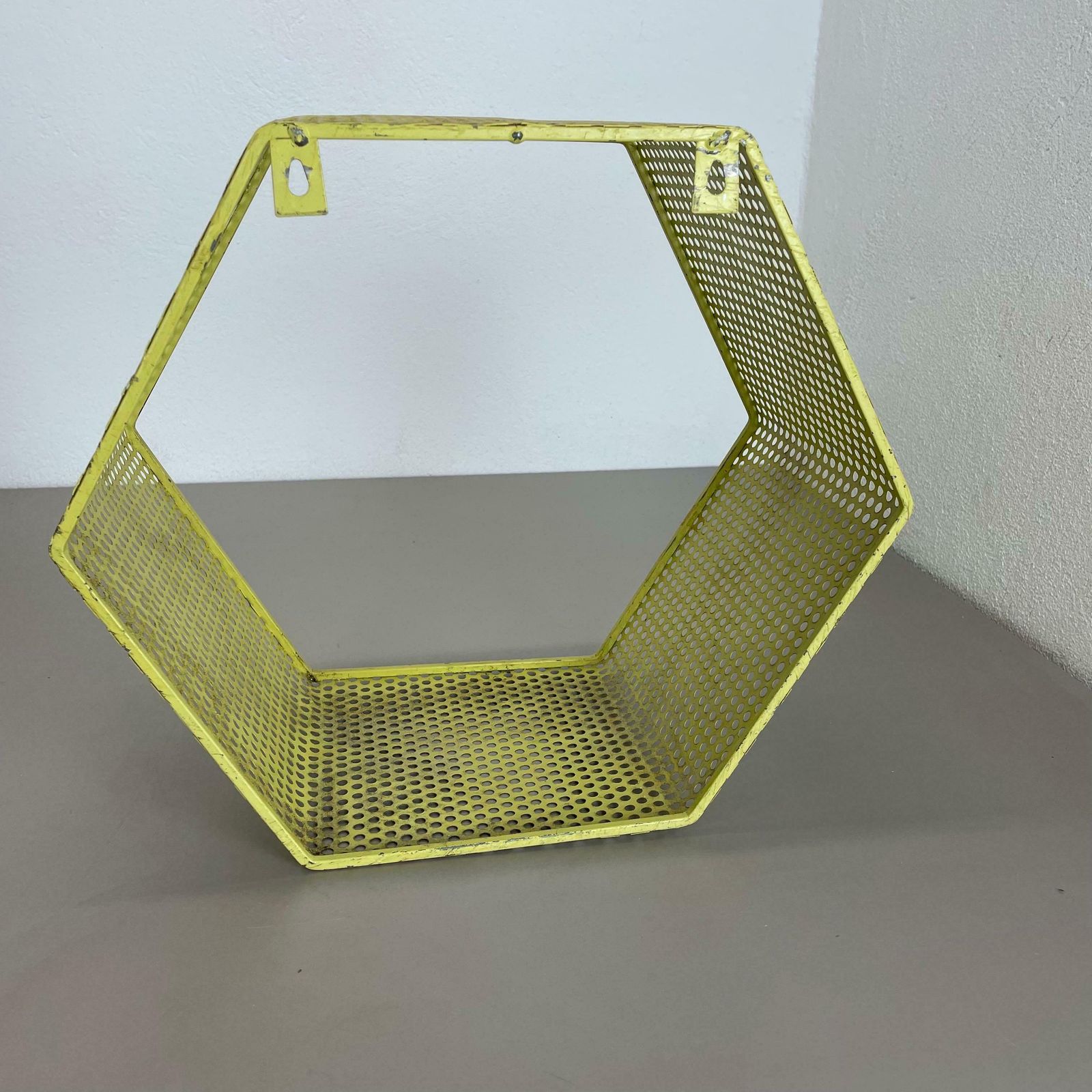 photo vintage Small Yellow Cube Form Wall Unit Element By Mathieu Matégot Attrib., France 1950