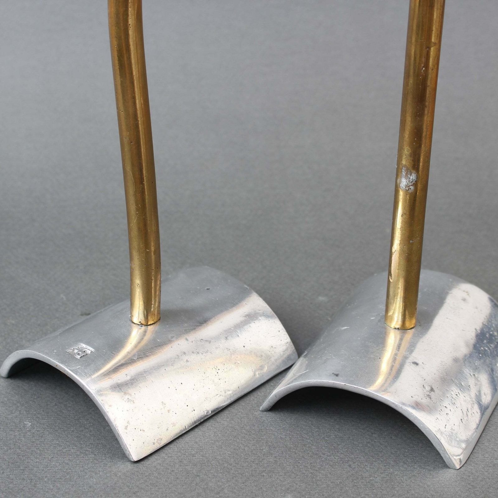 Pair Of Brutalist Aluminium And Brass Candlesticks By David Marshall (Circa 1980s) photo vintage