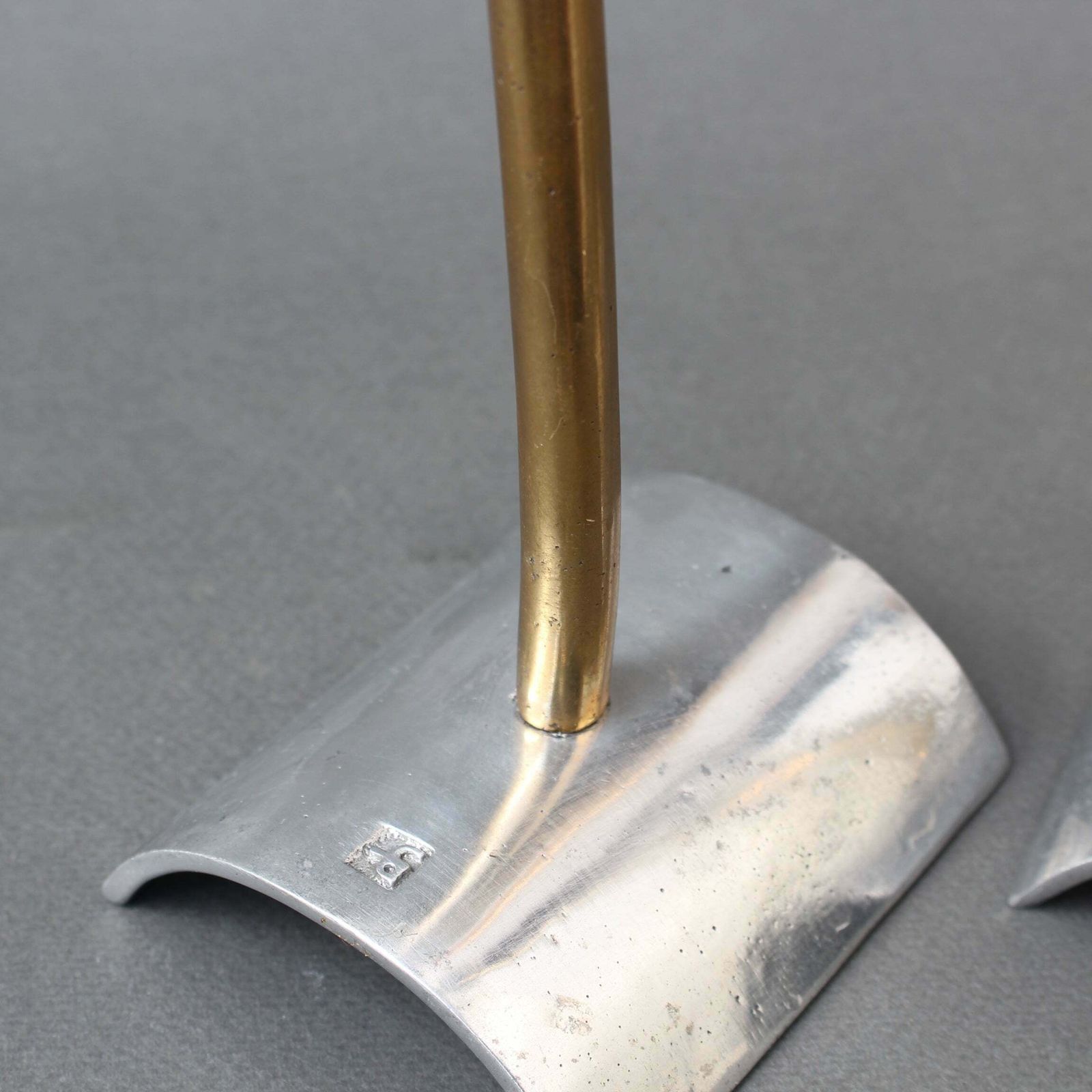 photo furniture Pair Of Brutalist Aluminium And Brass Candlesticks By David Marshall (Circa 1980s)