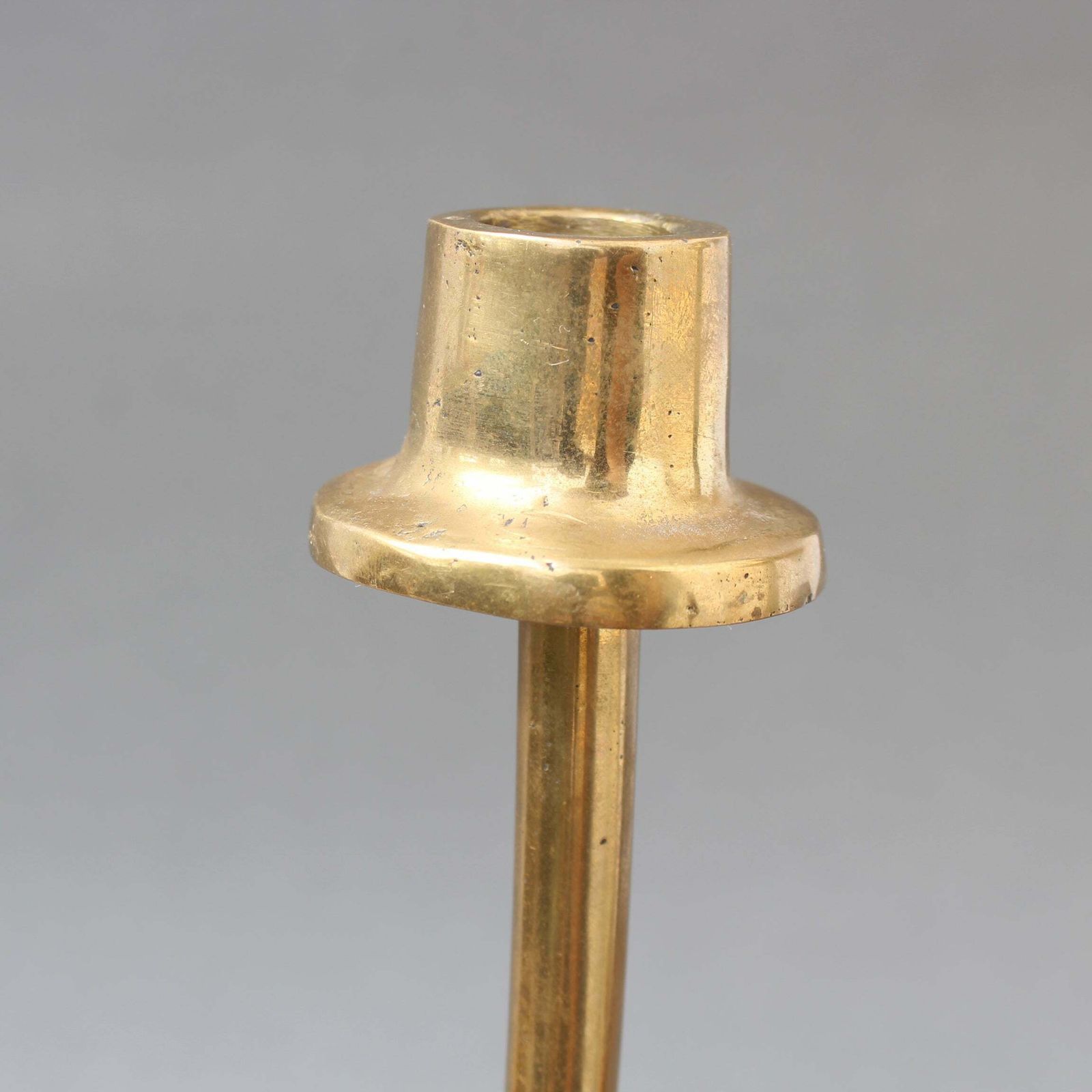 photo for sale Pair Of Brutalist Aluminium And Brass Candlesticks By David Marshall (Circa 1980s)