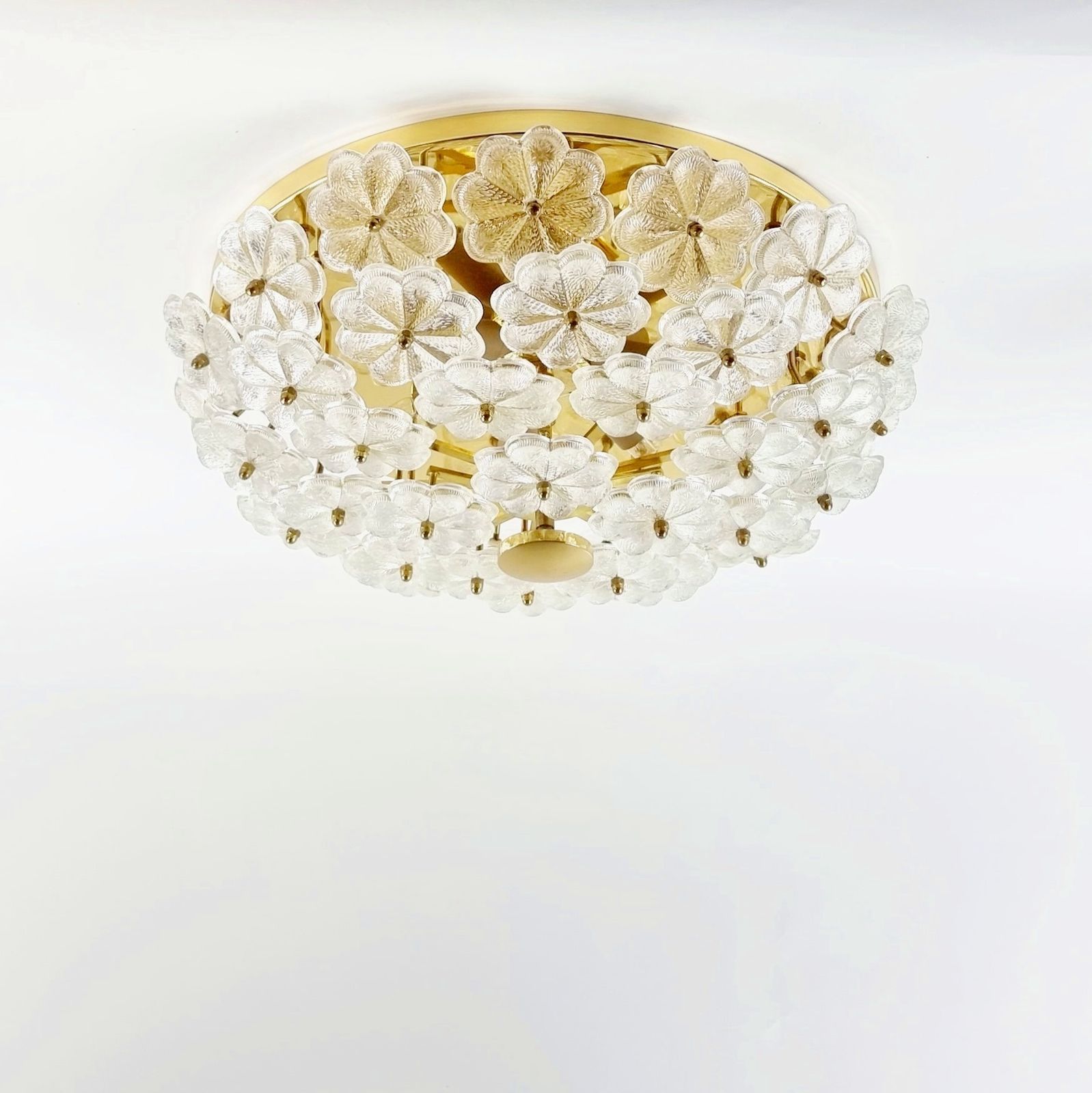 Xl Mid Century Floral Murano Glass Ceiling Light By Ernst Palme, Germany, 1970s photo Lighting
