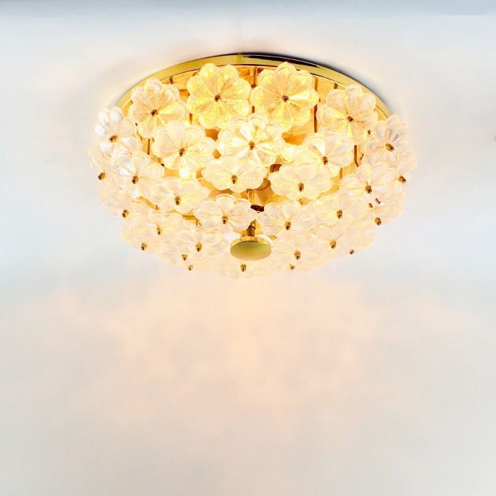 Xl Mid Century Floral Murano Glass Ceiling Light By Ernst Palme, Germany, 1970s photo buy