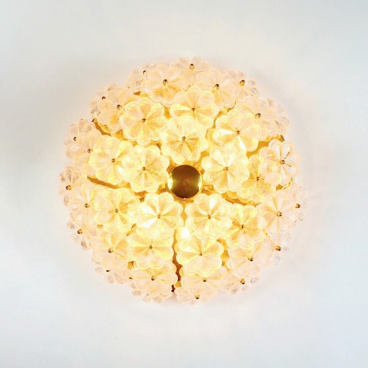 Xl Mid Century Floral Murano Glass Ceiling Light By Ernst Palme, Germany, 1970s