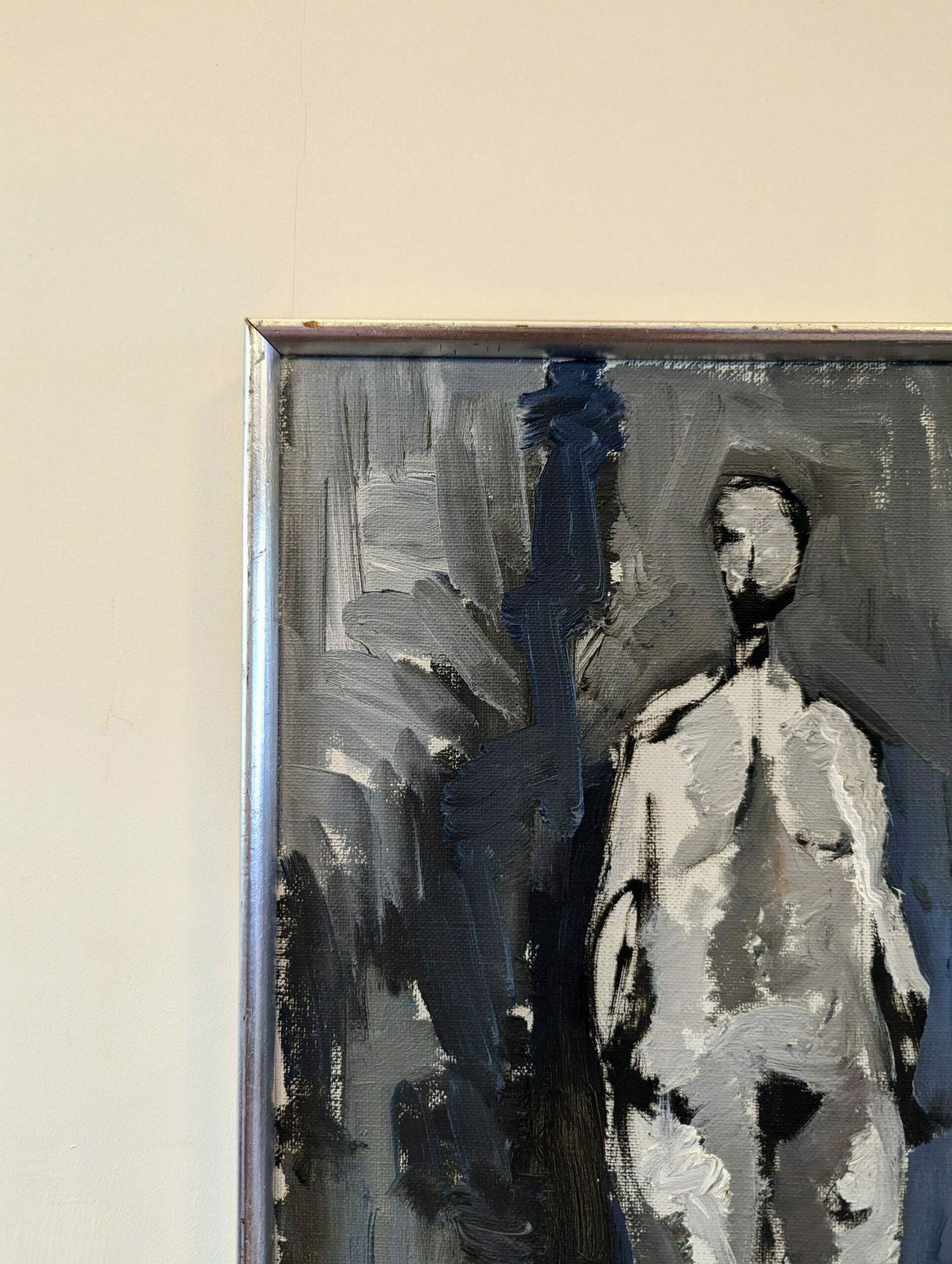 Vintage Swedish Framed Nude Oil Painting, In The Shadows, 1970s photo 556.0