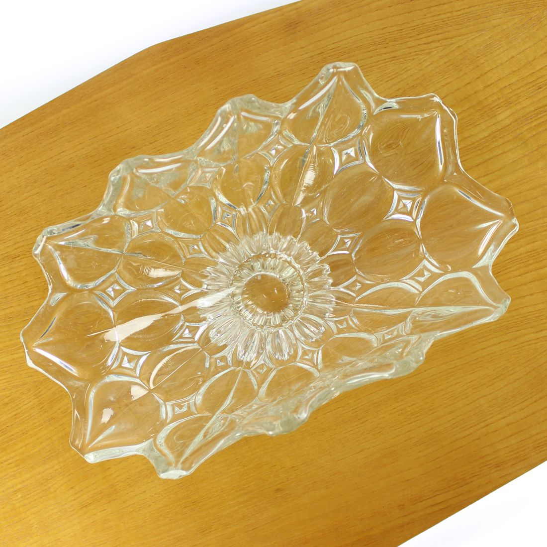 Large Pressed Glass Bowl, Tulip Collection Hermanowa Hut, 1957 photo 420.0