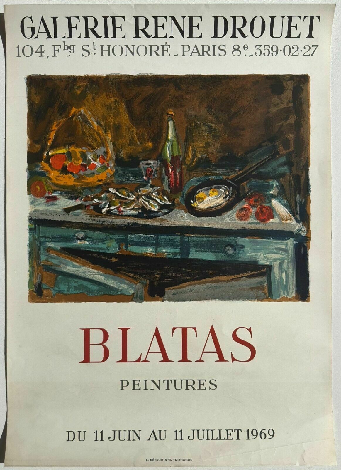 Arbit Blatas   Vintage Art Poster School Of Paris Expo 1969 Paris