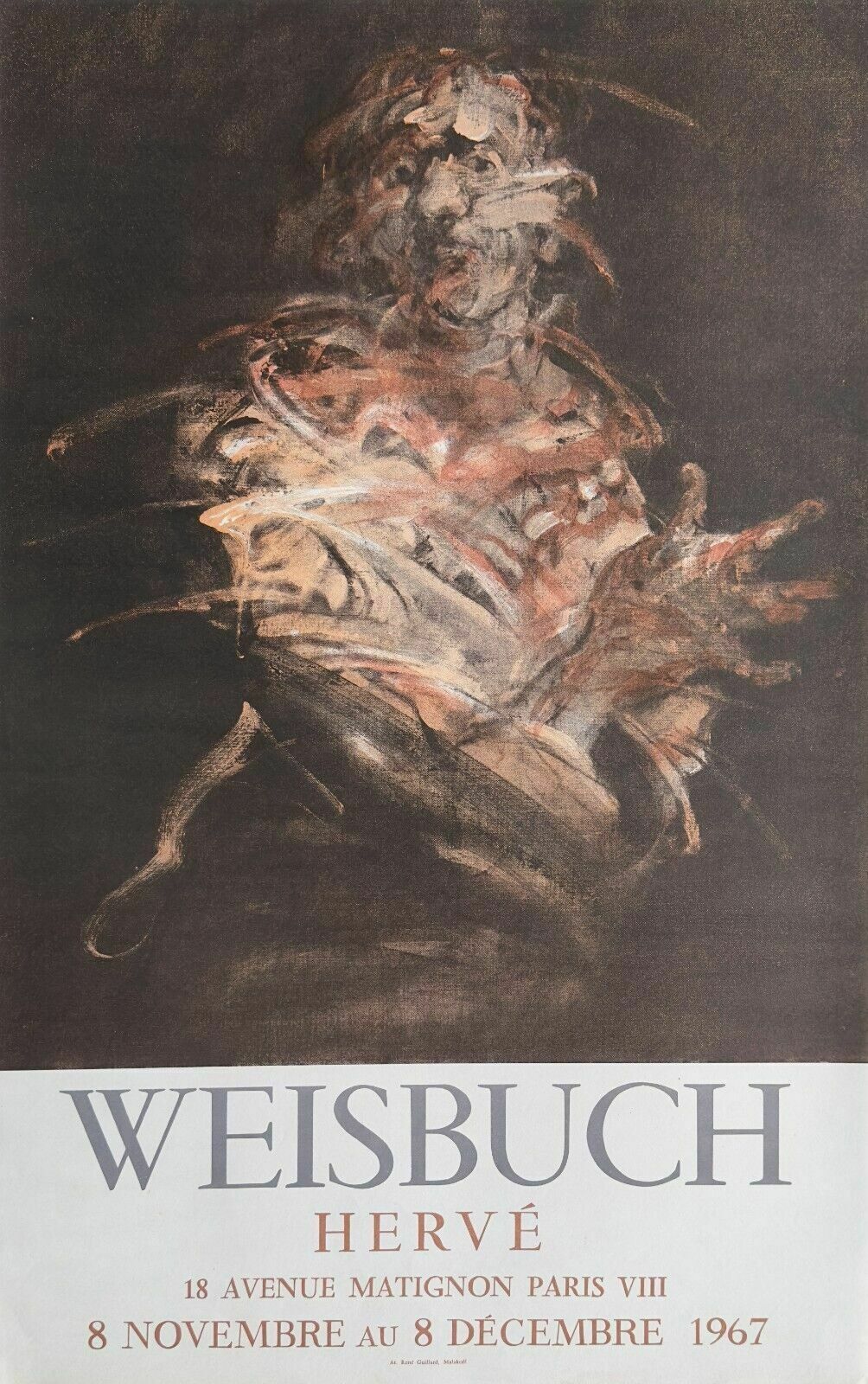 Weisbuch Claude   Lithograph Poster Portrait Of Hervé Expo 1967 Paris