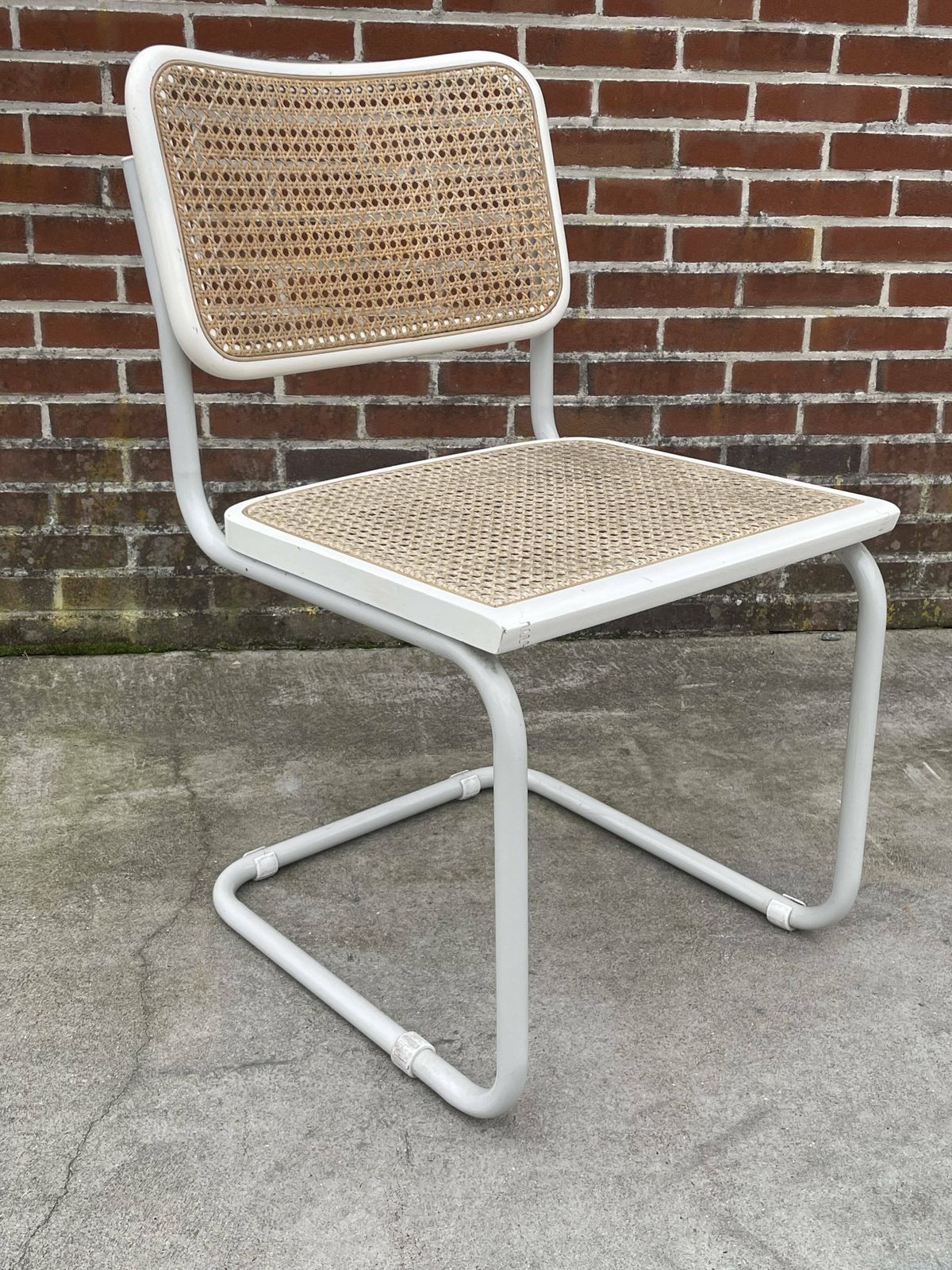 photo for sale Set Of 4 Cesca B32 Model Chairs In White By Marcel Breuer