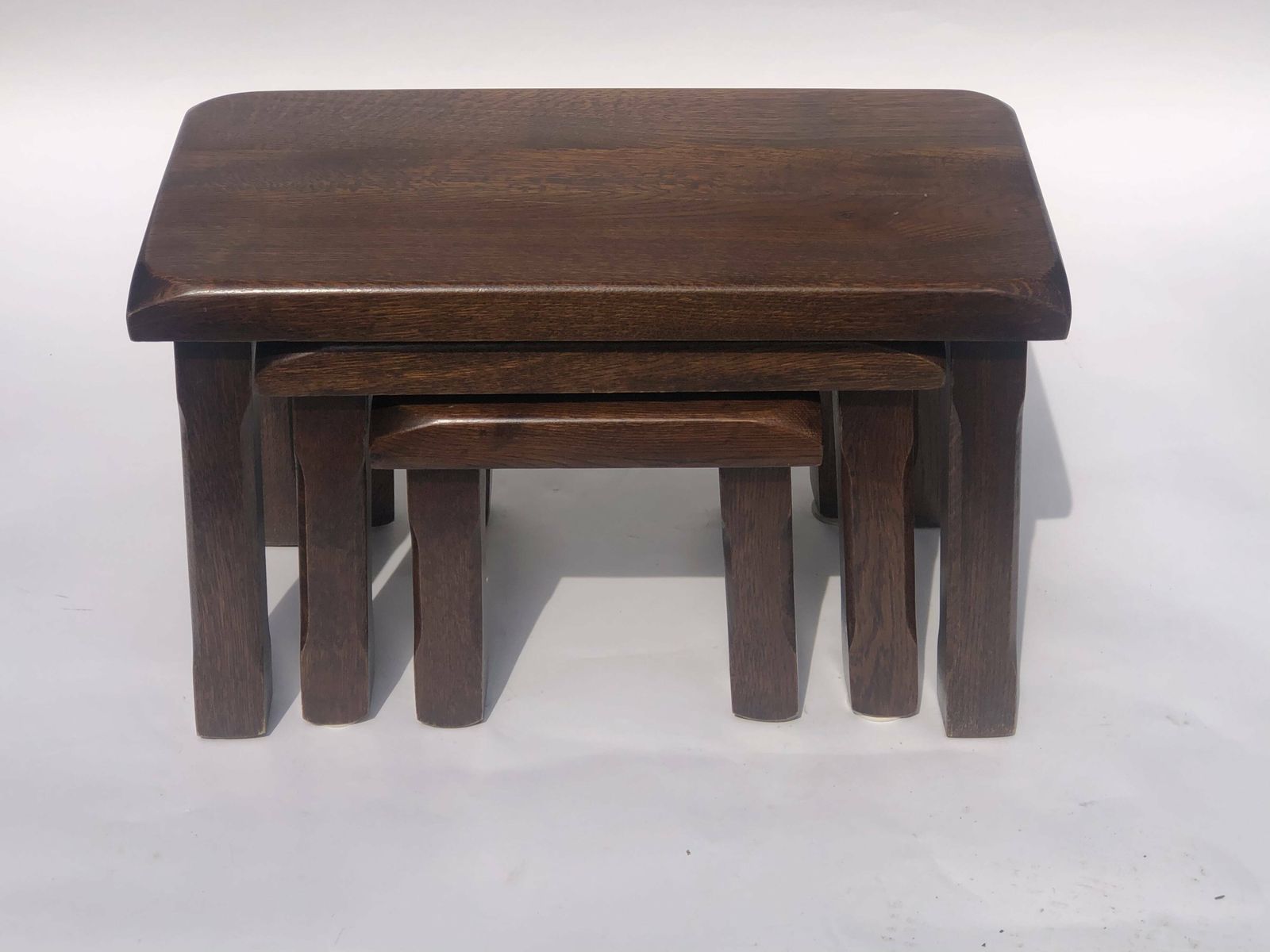 Dutch Brutalist Oak Nesting Tables, 1970s In The Style Of Perriand photo furniture
