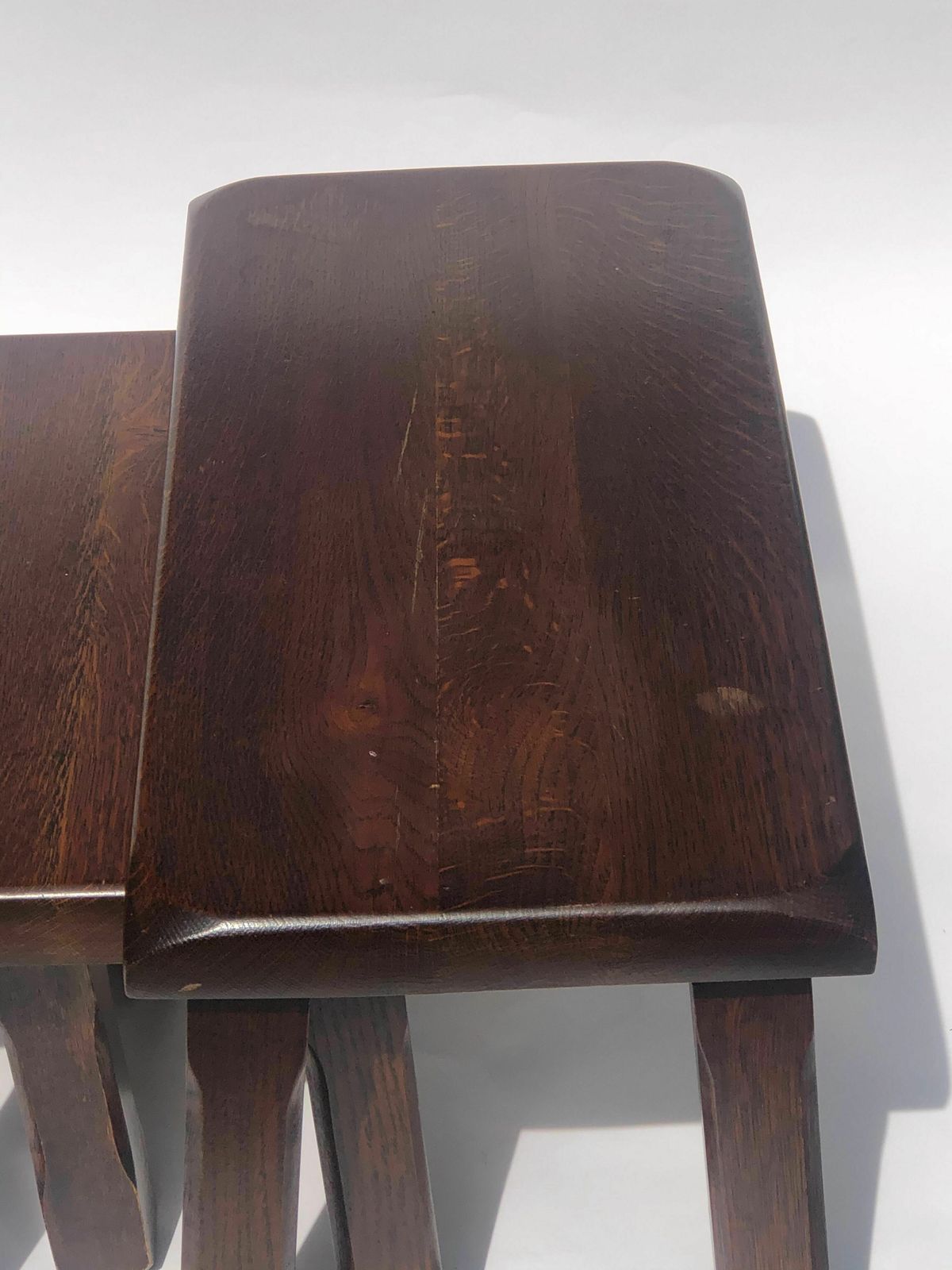 Dutch Brutalist Oak Nesting Tables, 1970s In The Style Of Perriand photo Furniture