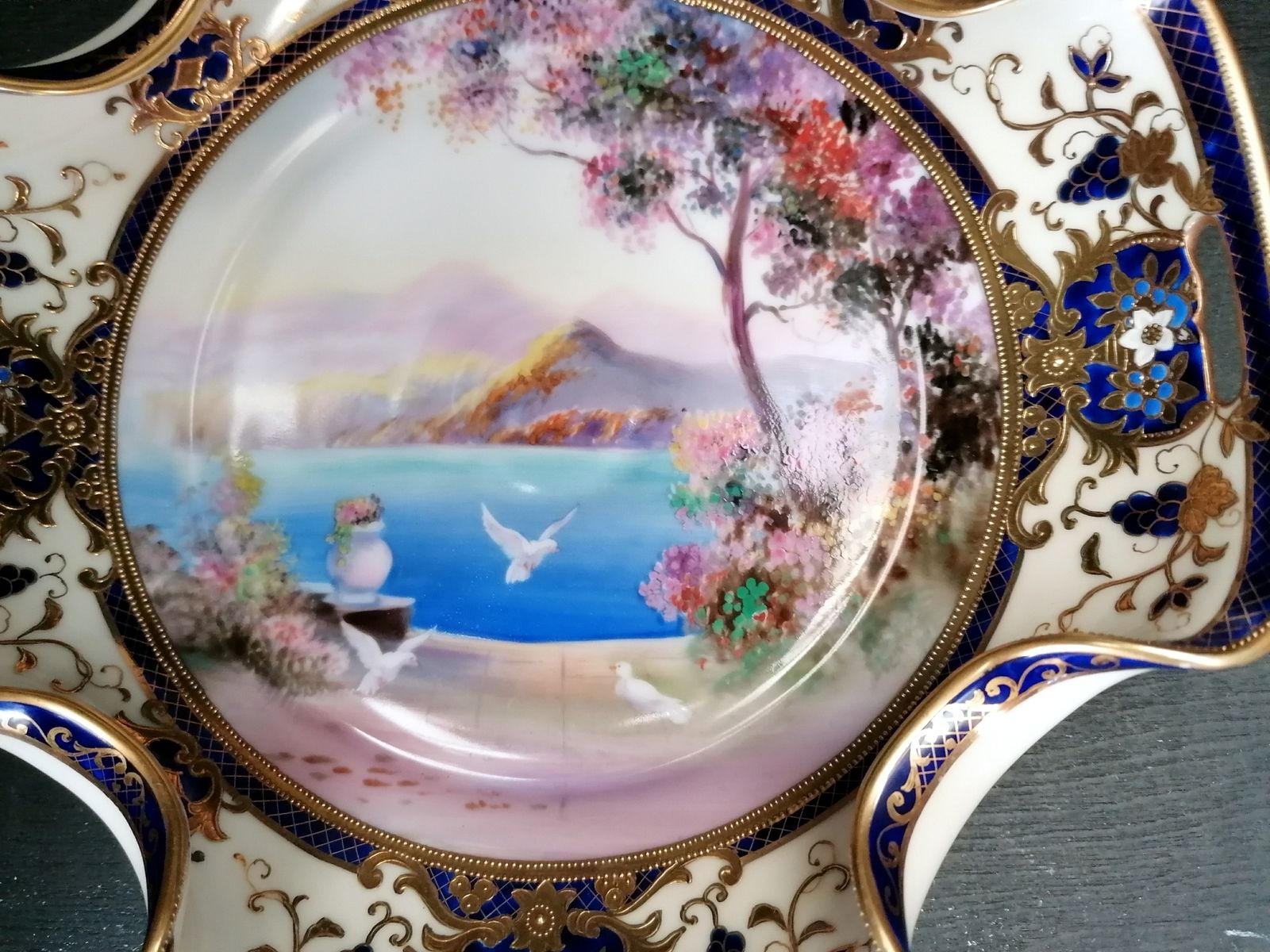 Noritaki Vintage Bon Bon Dish. Stunning Hand Painted, Gold Trim. Rare! Ref 5044 photo vintage