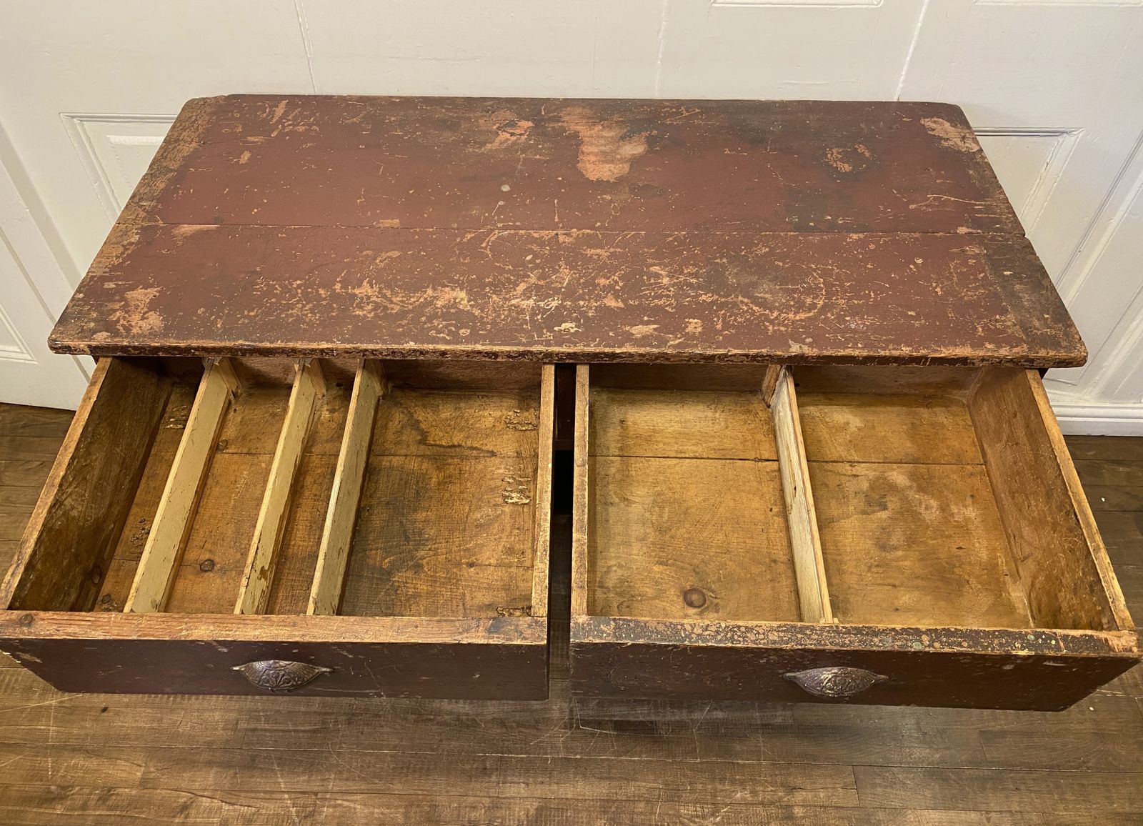 Antique 1880s Kneehole Desk In Original Beautiful Time Worn Paint. photo Furniture