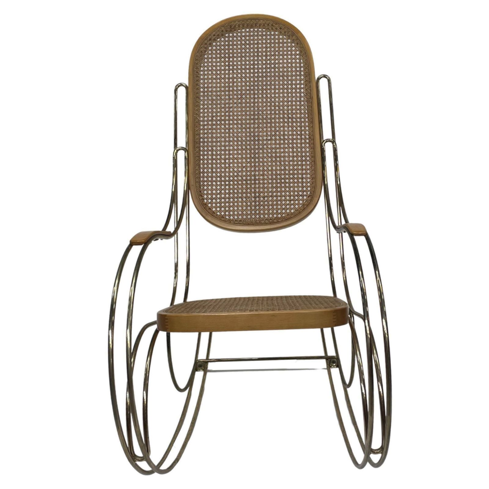 Vintage Rocking Chair In Brass And Bentwood 1970 photo furniture
